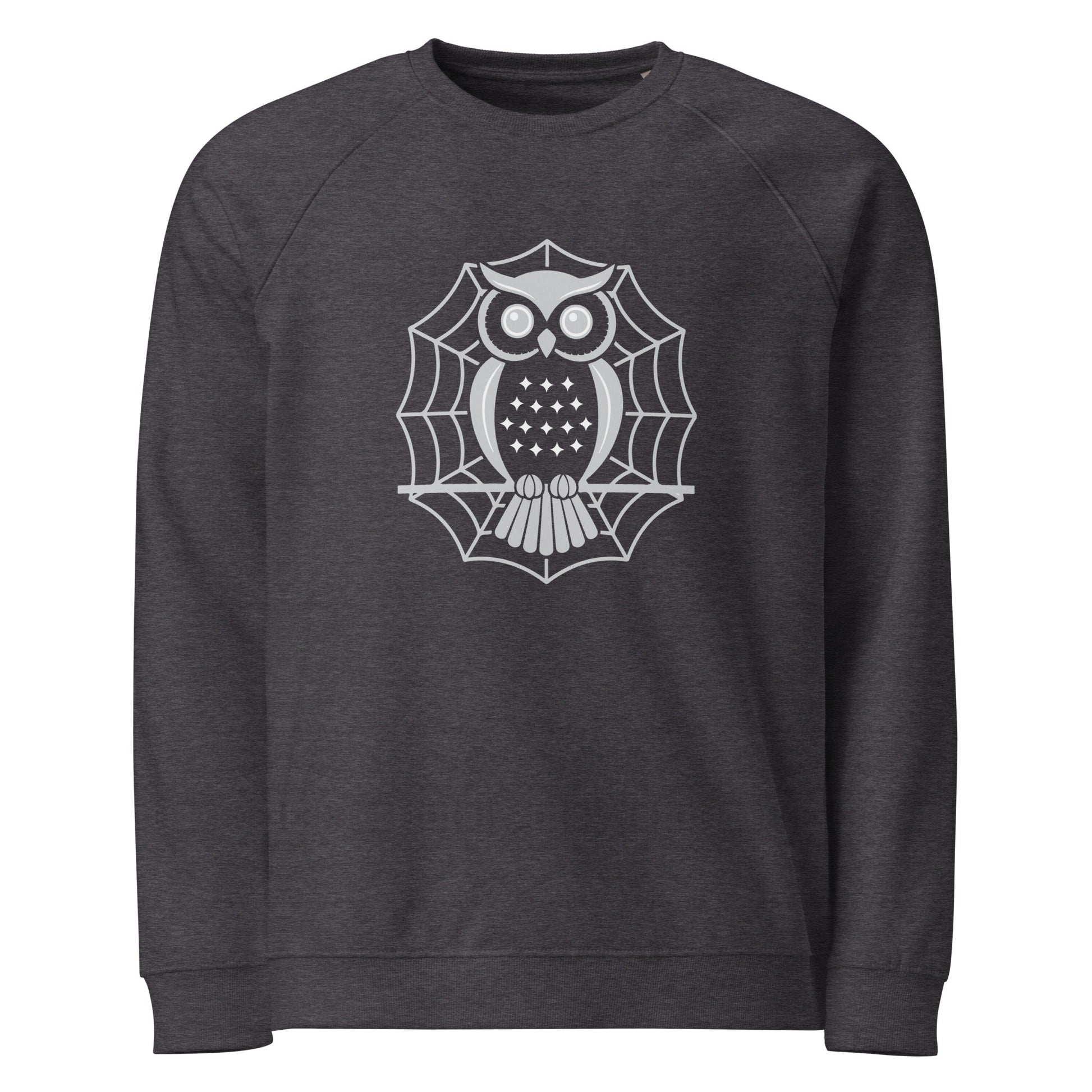 Unisex Organic Raglan Sweatshirt: Halloween Owl Eco-Friendly USA Dudeily