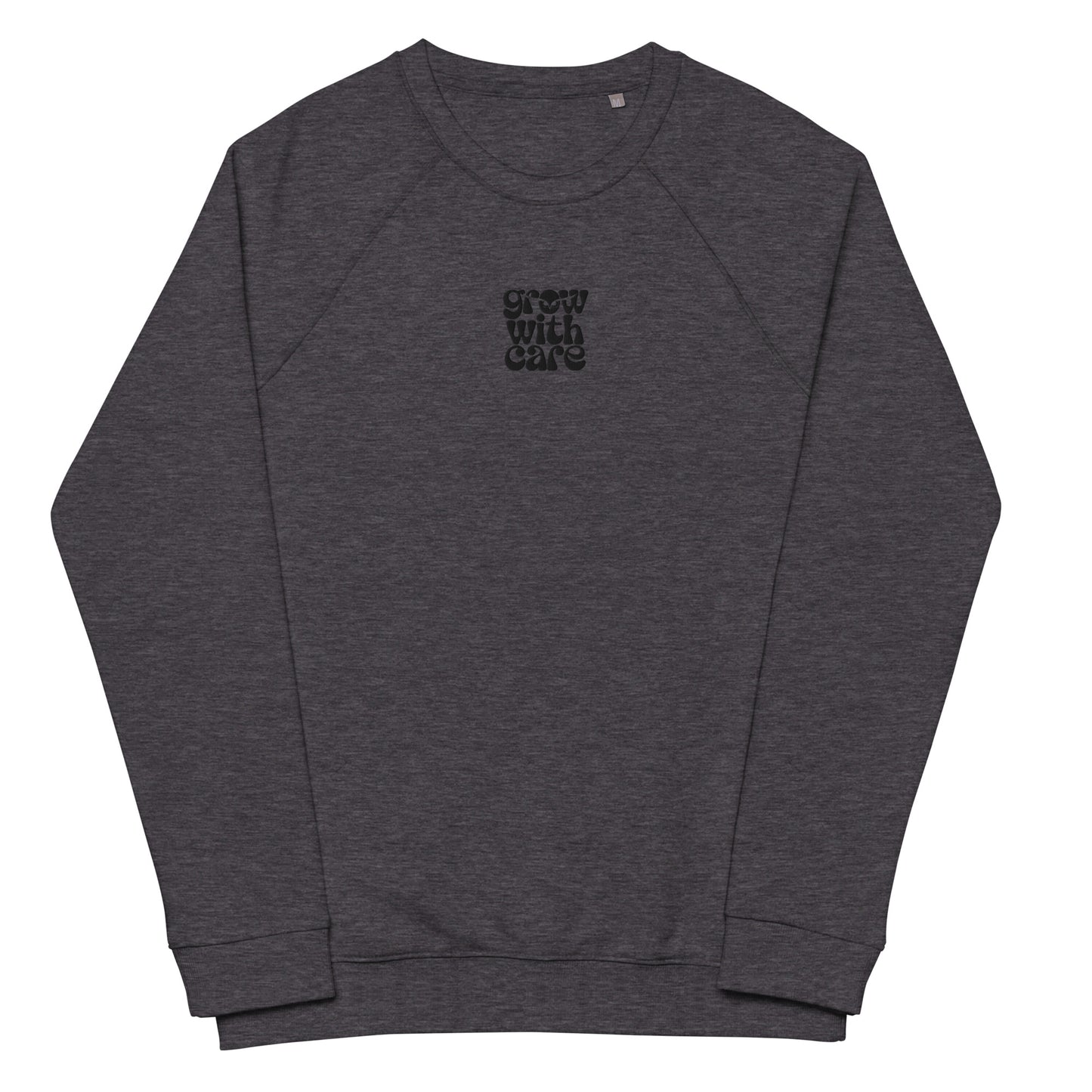 Eco-Friendly Owl Clothing Embroidered Unisex Organic Raglan Sweatshirt "Grow With Care" Dudeily