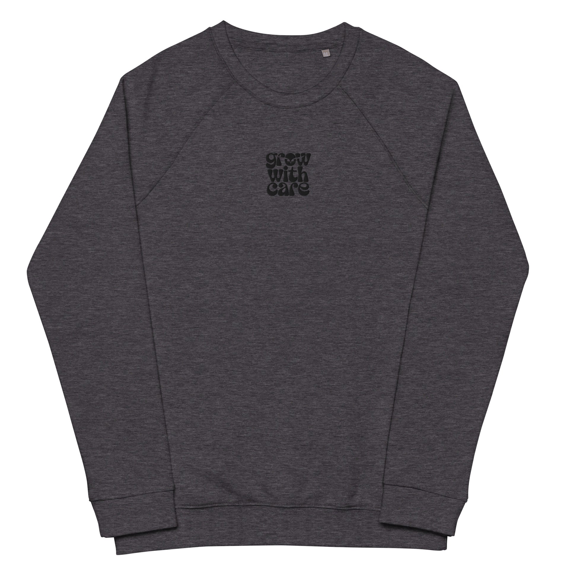 Eco-Friendly Owl Clothing Embroidered Unisex Organic Raglan Sweatshirt "Grow With Care" Dudeily