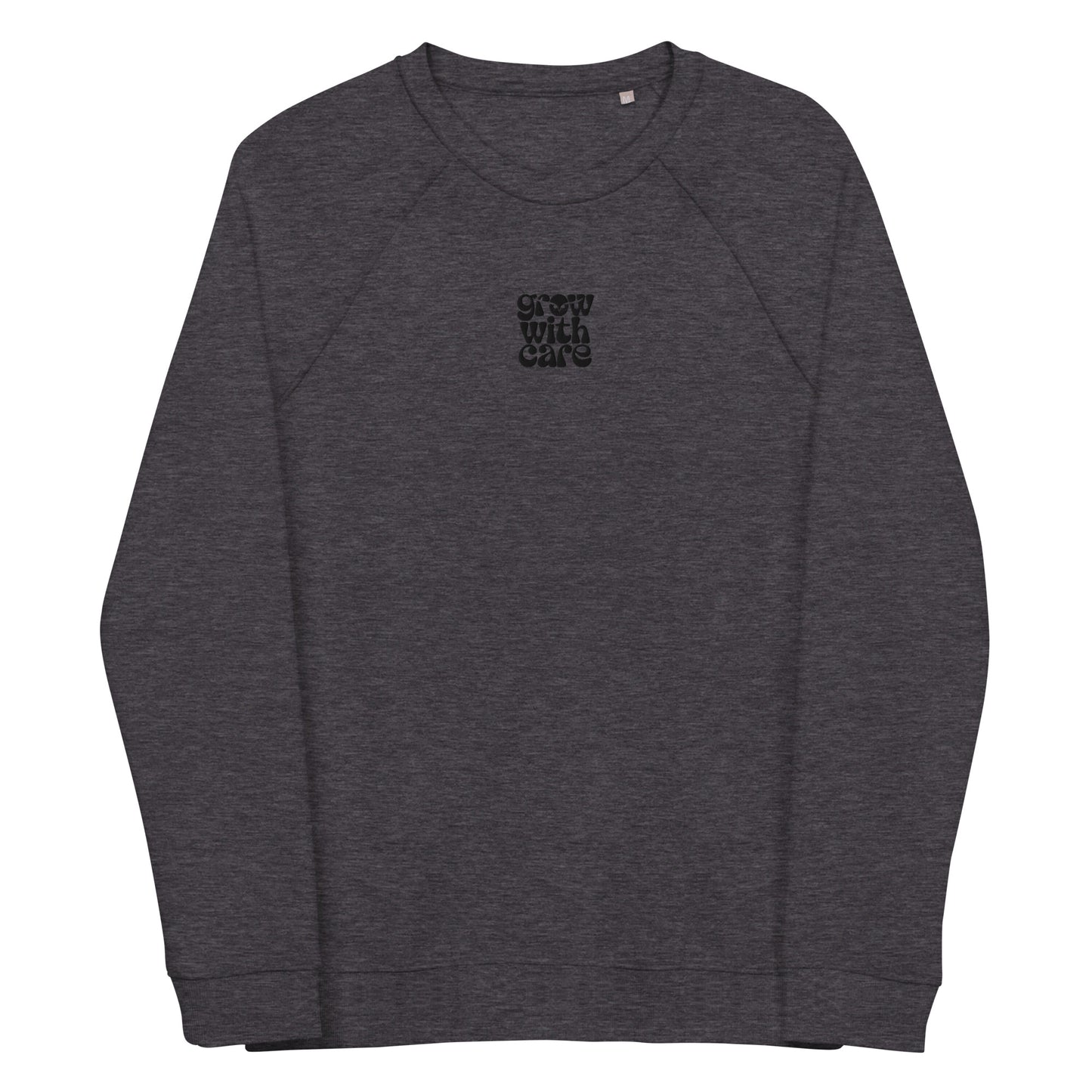 Eco-Friendly Owl Clothing Embroidered Unisex Organic Raglan Sweatshirt "Grow With Care" Dudeily
