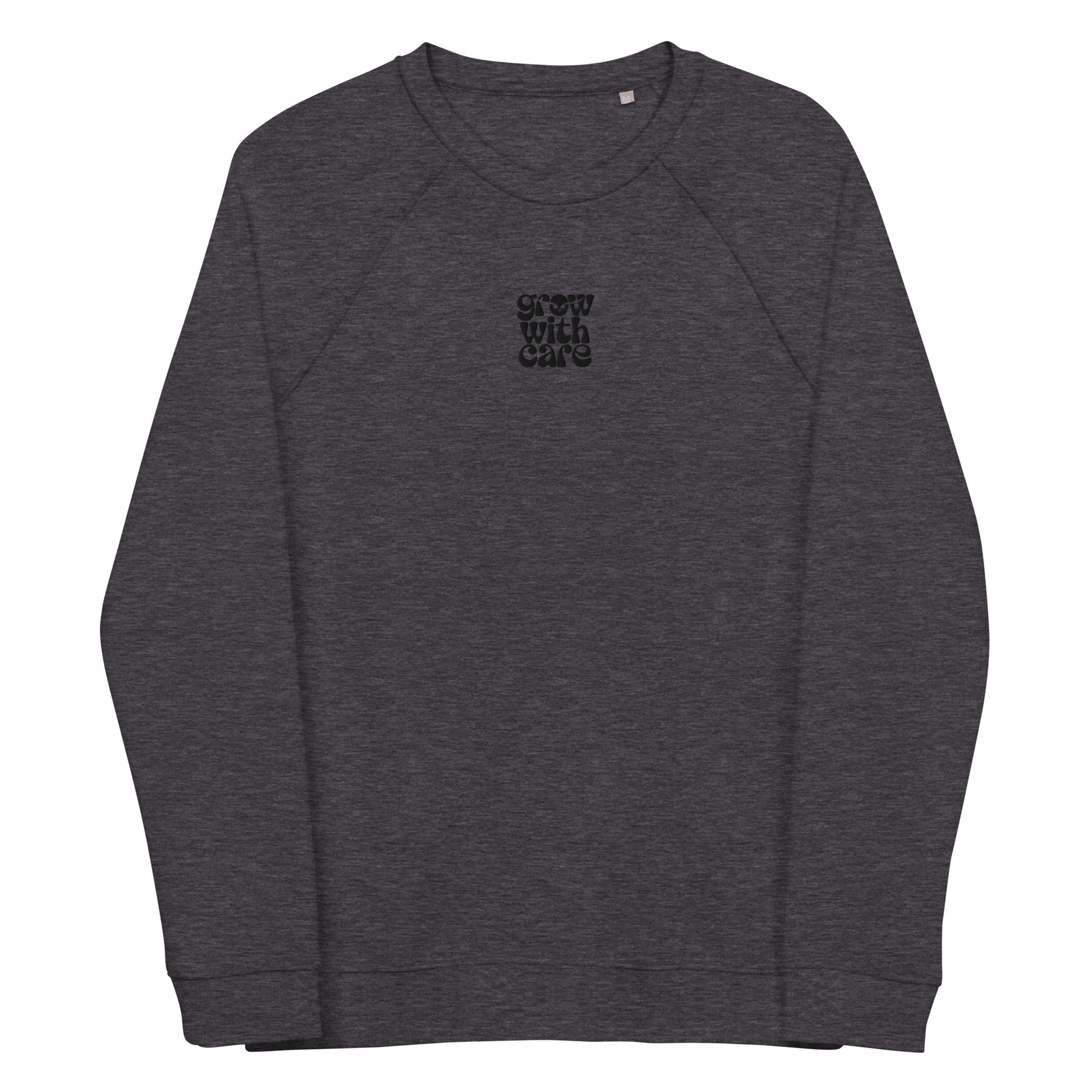 Eco-Friendly Owl Clothing Embroidered Unisex Organic Raglan Sweatshirt "Grow With Care" Dudeily