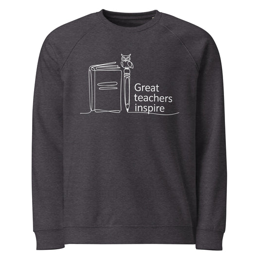 Unisex organic raglan sweatshirt Charcoal Melange Dudeily