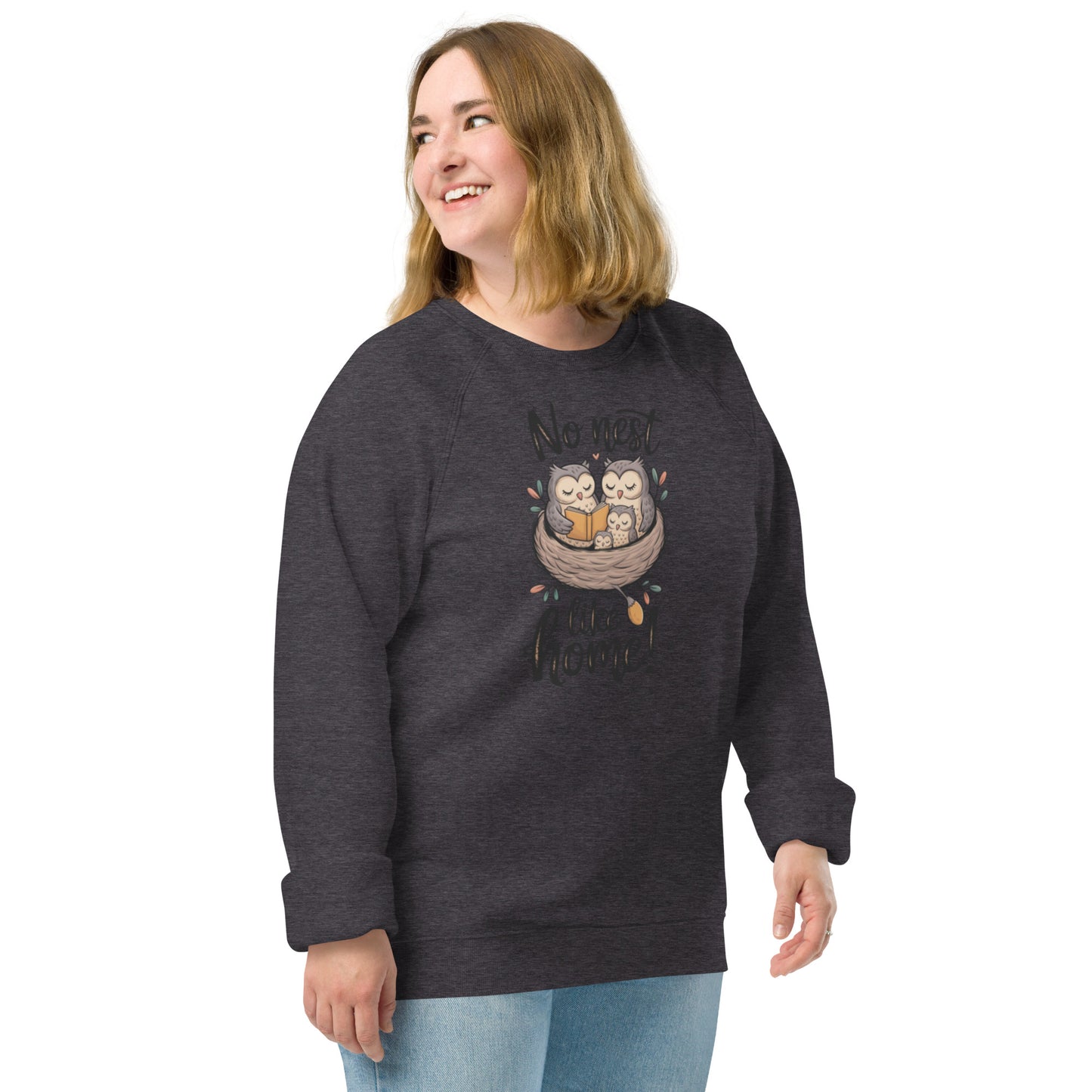 Unisex Organic Raglan Sweatshirt – Eco-Friendly Comfort for Every Owl Lover Dudeily
