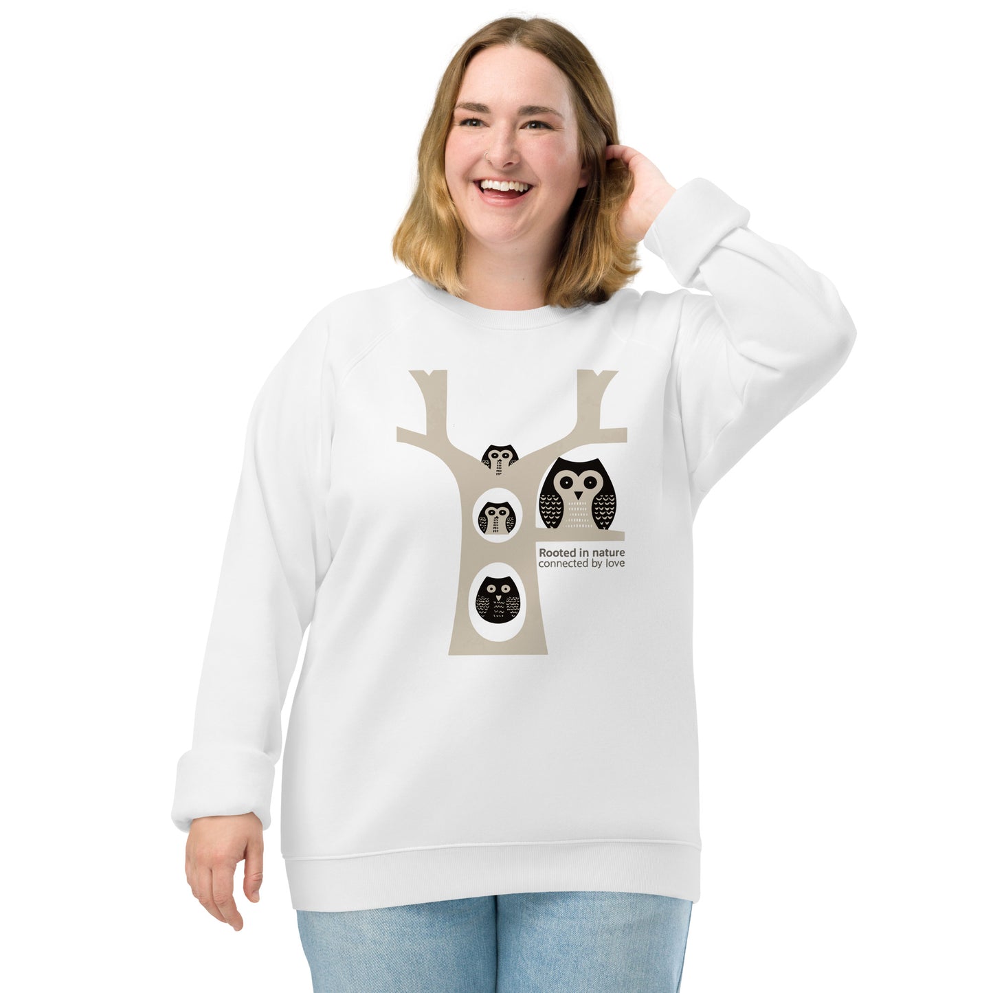 Unisex Organic Raglan Sweatshirt – OwlNest Sustainable Fashion for Family Day White Dudeily