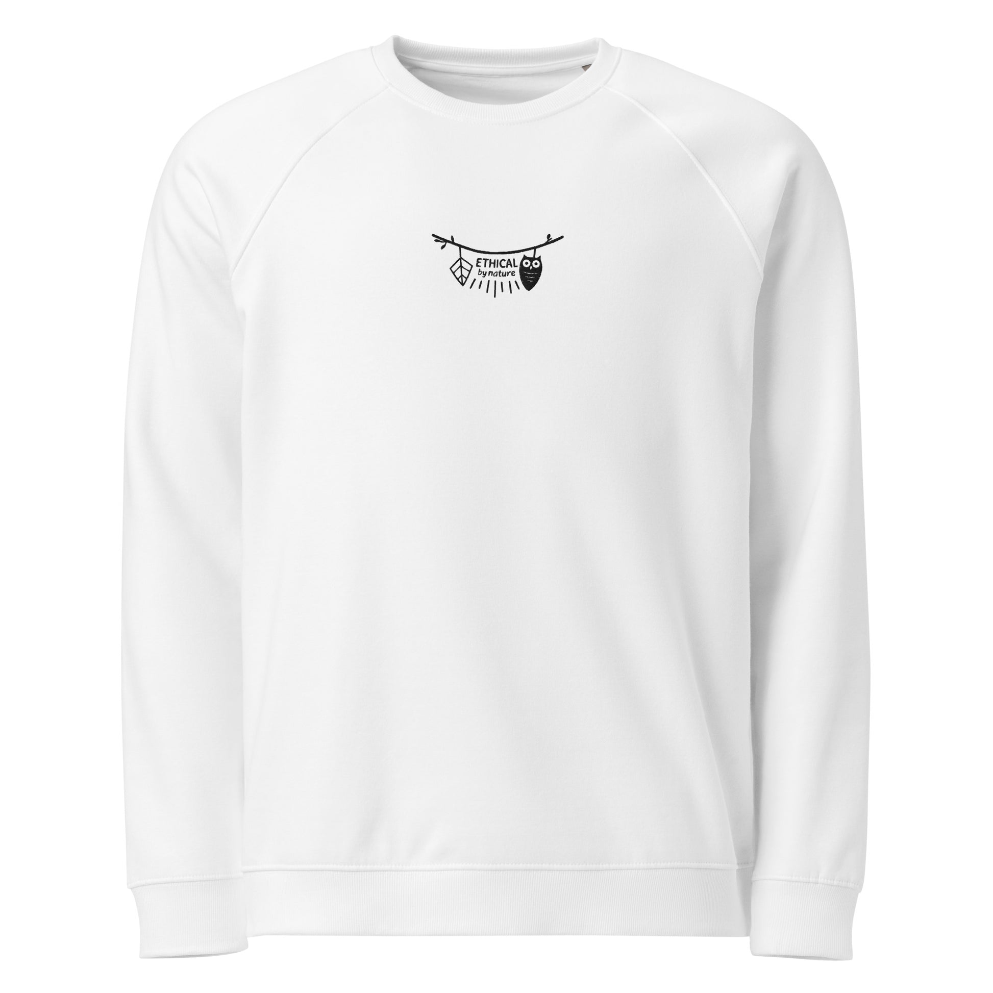 Unisex Organic Raglan Sweatshirt: Ethical by Nature | Owl Embroidered Sustainable Fashion USA by Dudeily Dudeily