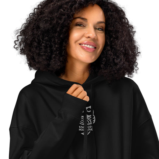Sustainable Fashion USA-Owl Unisex Organic Relaxed Hoodie: 'Stay Cozy Hoot Loud' in Fall Black Dudeily