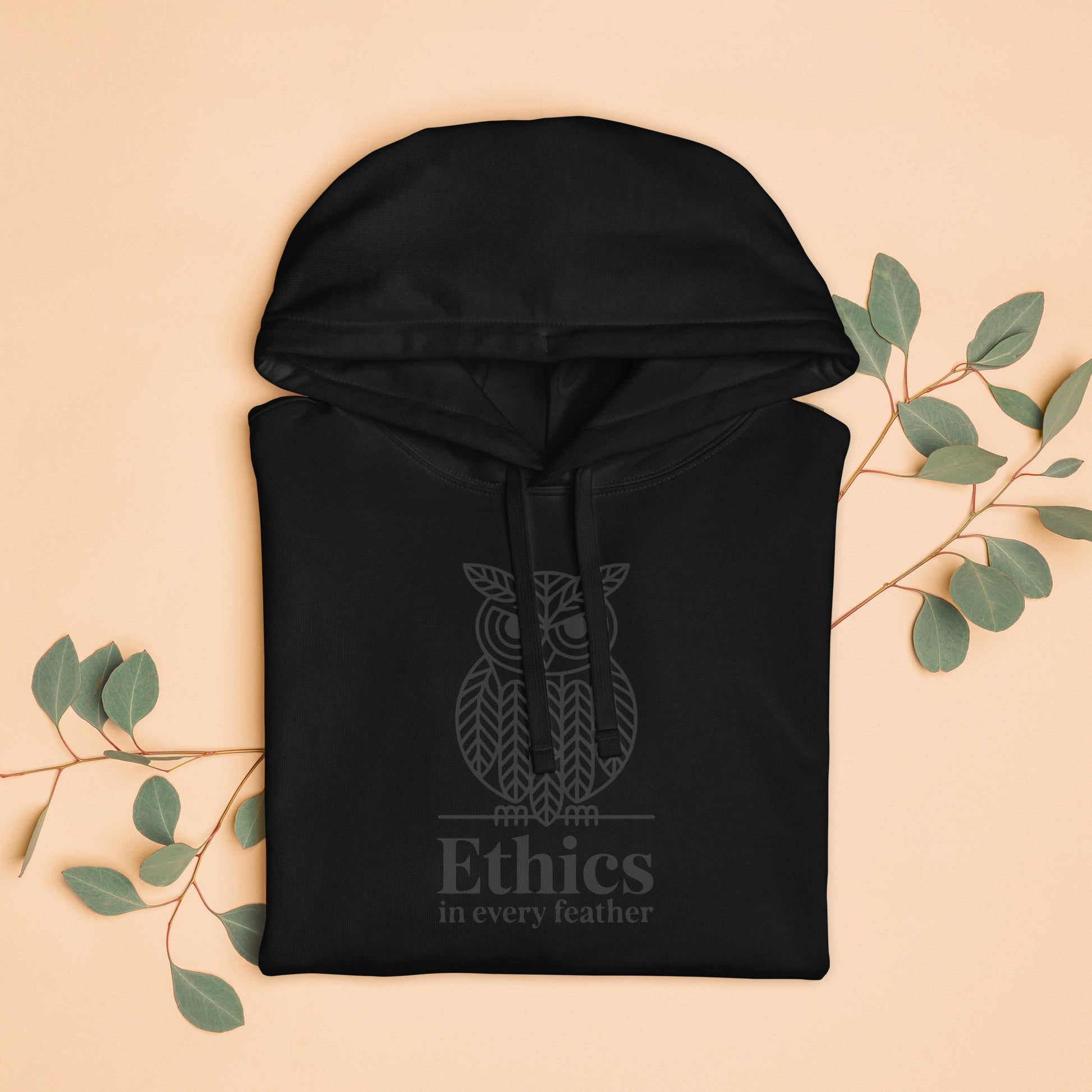 Unisex Organic Relaxed Hoodie: 'Ethics in Every Feather' | Sustainable Owl Fashion USA Dudeily