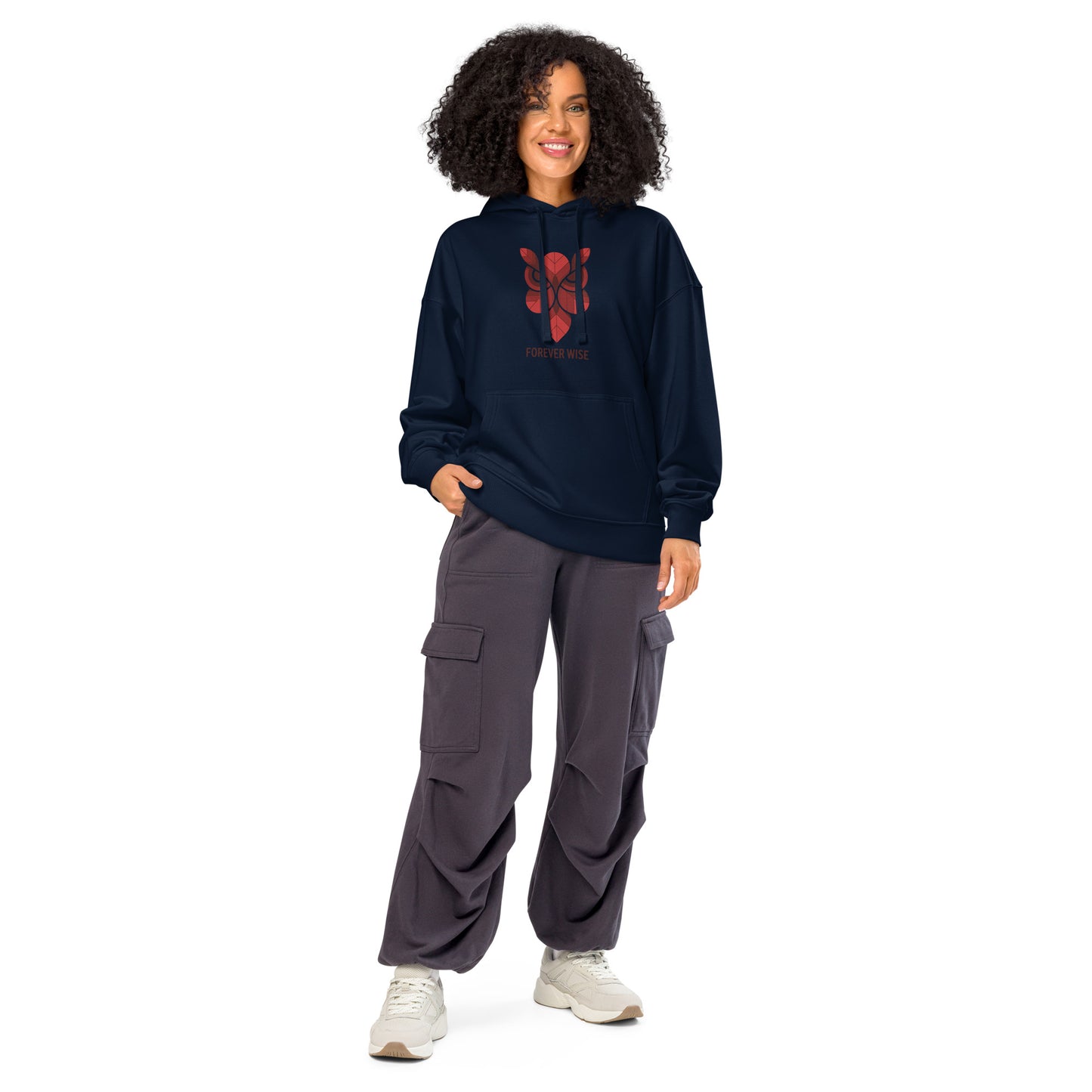Unisex Organic Side Pocket Hoodie: 'Forever Wise' | Sustainable Owl Fashion USA French Navy Dudeily