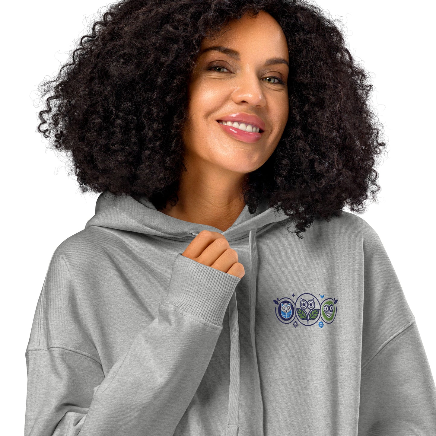 Unisex Organic Relaxed Hoodie: Nature’s Union | Owl Embroidered Sustainable Fashion Dudeily