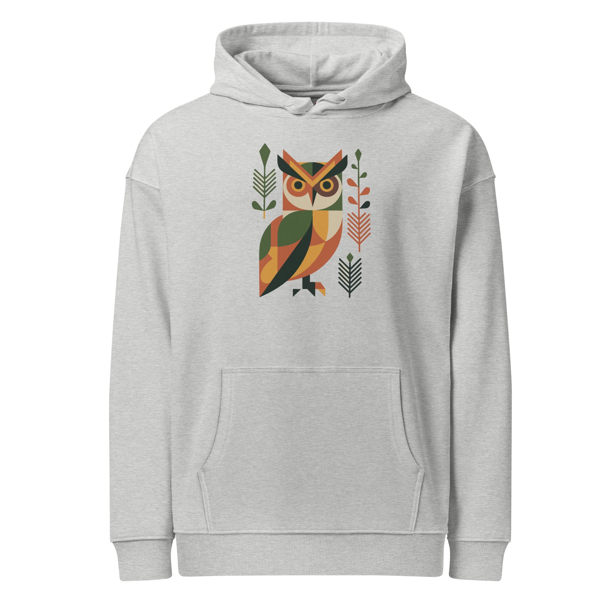 Unisex Organic Relaxed Hoodie – Cozy Owl-Inspired Eco Style for Winter Gifting Heather Grey Dudeily
