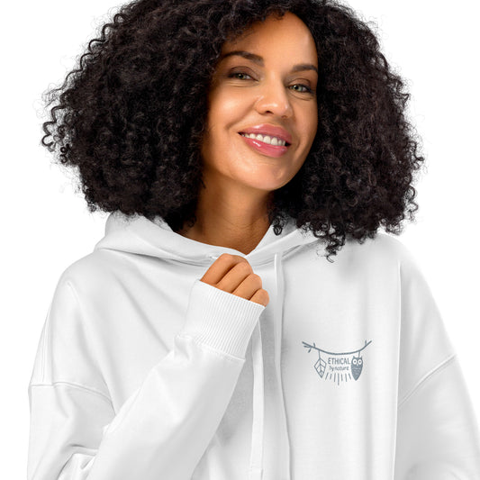 Unisex Organic Relaxed Hoodie: Wise Work, Kind Planet | Owl Embroidered Sustainable Fashion Dudeily