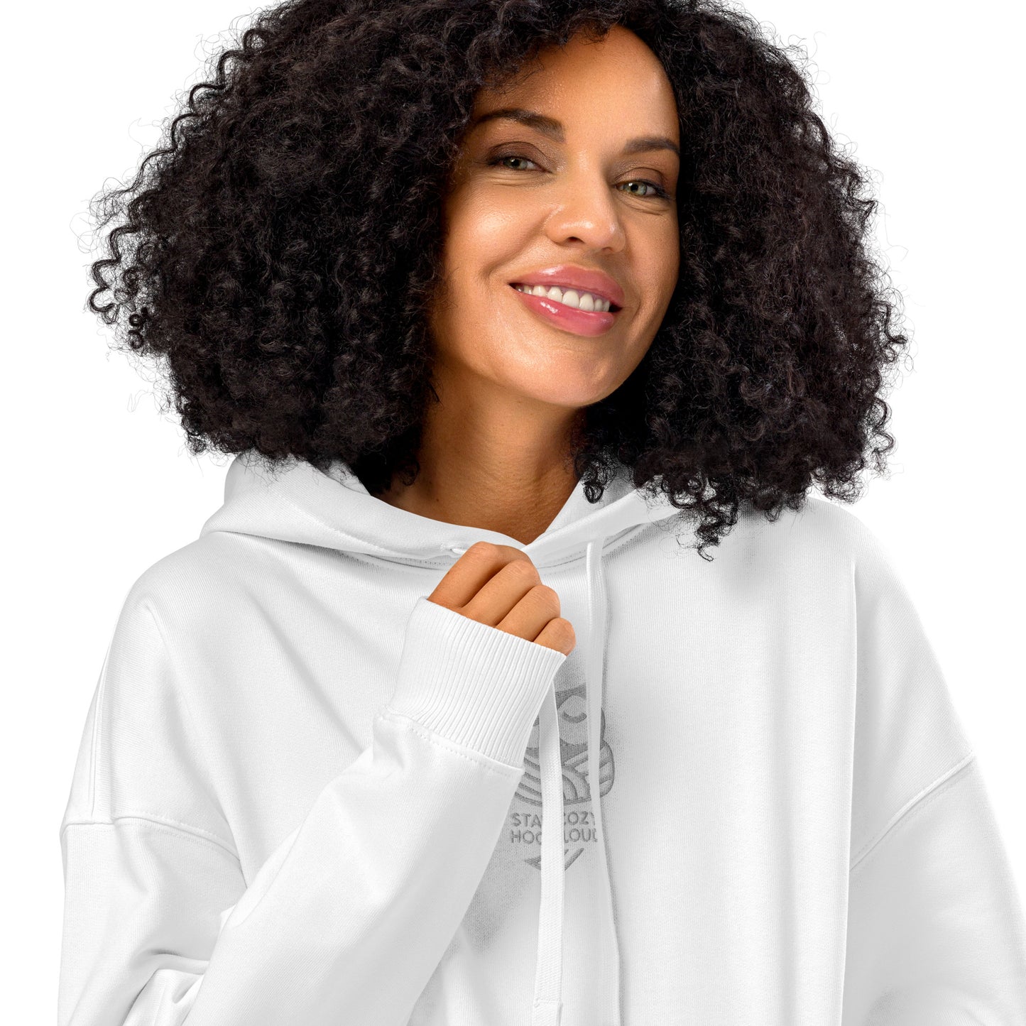 Sustainable Fashion USA-Owl Unisex Organic Relaxed Hoodie: 'Stay Cozy Hoot Loud' in Fall White Dudeily