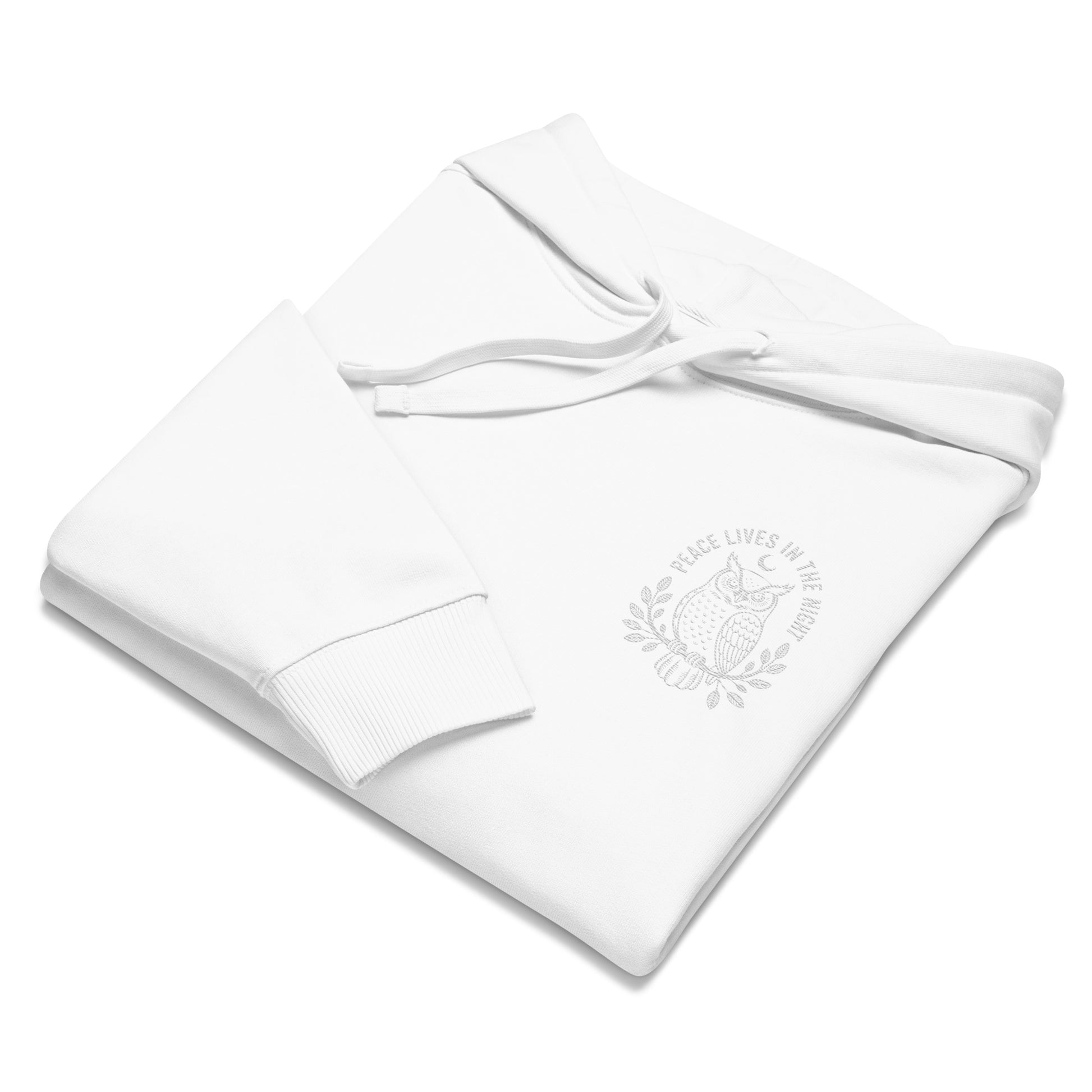 Owl Unisex Organic Relaxed Hoodie – 'Peace Lives in the Night' in Fall | Sustainable Fashion Dudeily