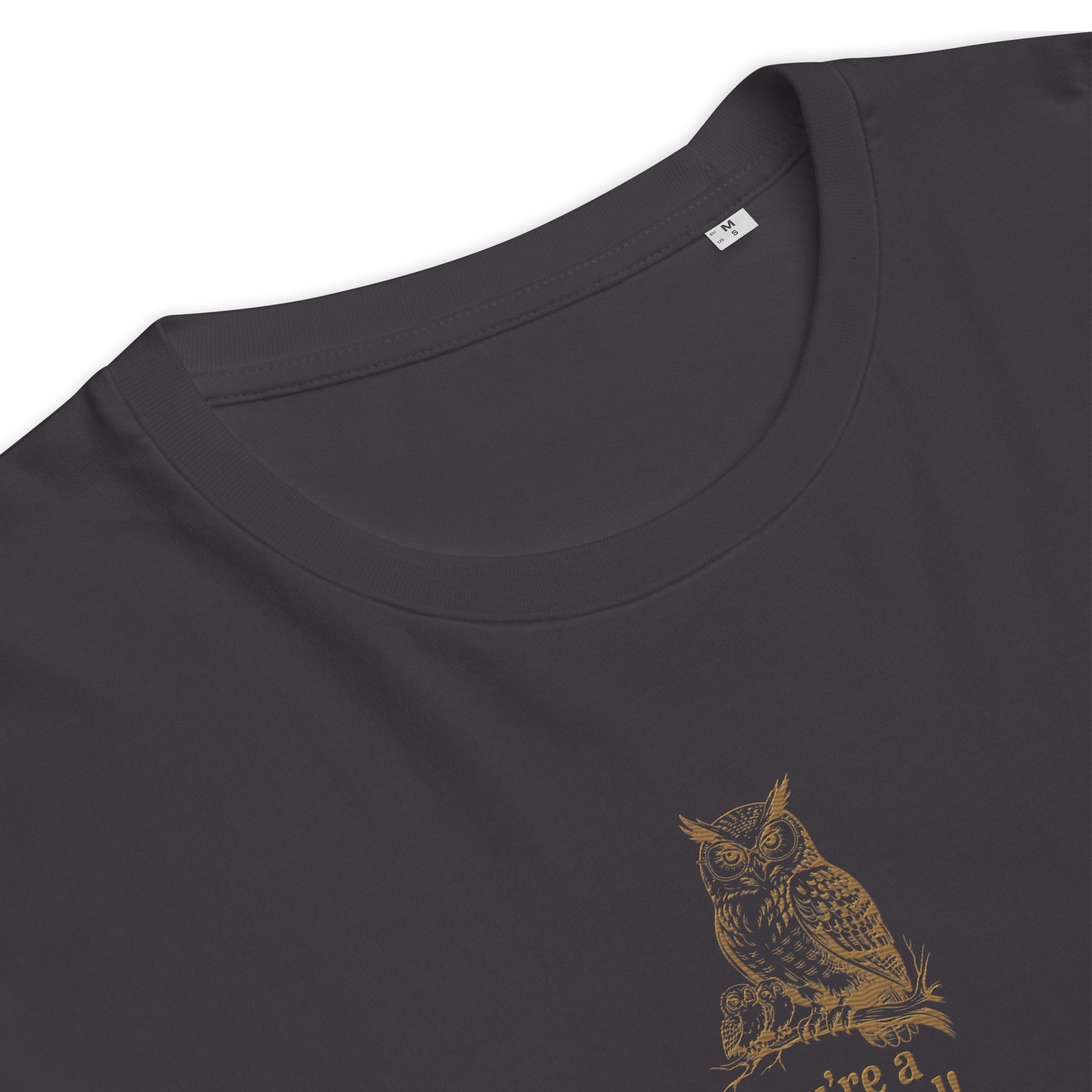 Unisex Organic Ribbed Neck T-Shirt | Owl-Themed Sustainable Eco Fashion for Ethical Nature Lovers USA Dudeily