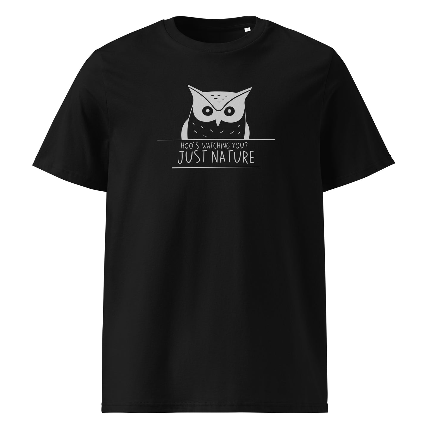 Ribbed Neck T-Shirt: 'Hoo’s Watching You? Just Nature' | Eco-Friendly Owl Apparel USA Dudeily