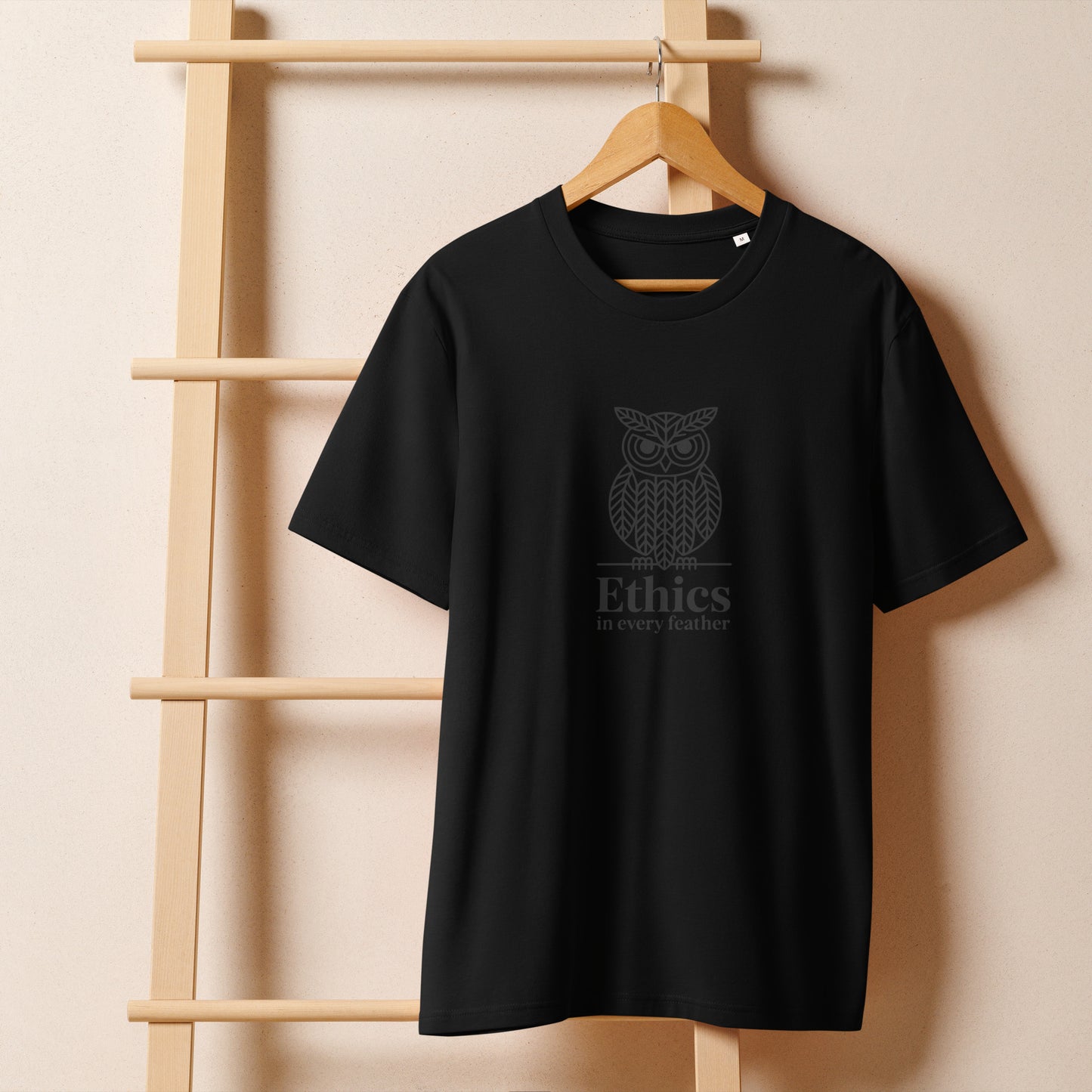 Unisex Organic Ribbed Neck T-Shirt: 'Ethics in Every Feather' | Sustainable Owl Fashion USA Dudeily