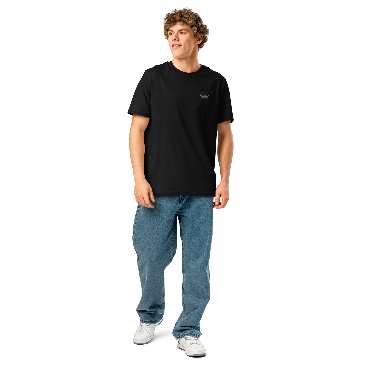 Eco-Friendly Owl Clothing Embroidered Unisex Organic Ribbed Neck T-Shirt "Hope Has Feathers" Dudeily
