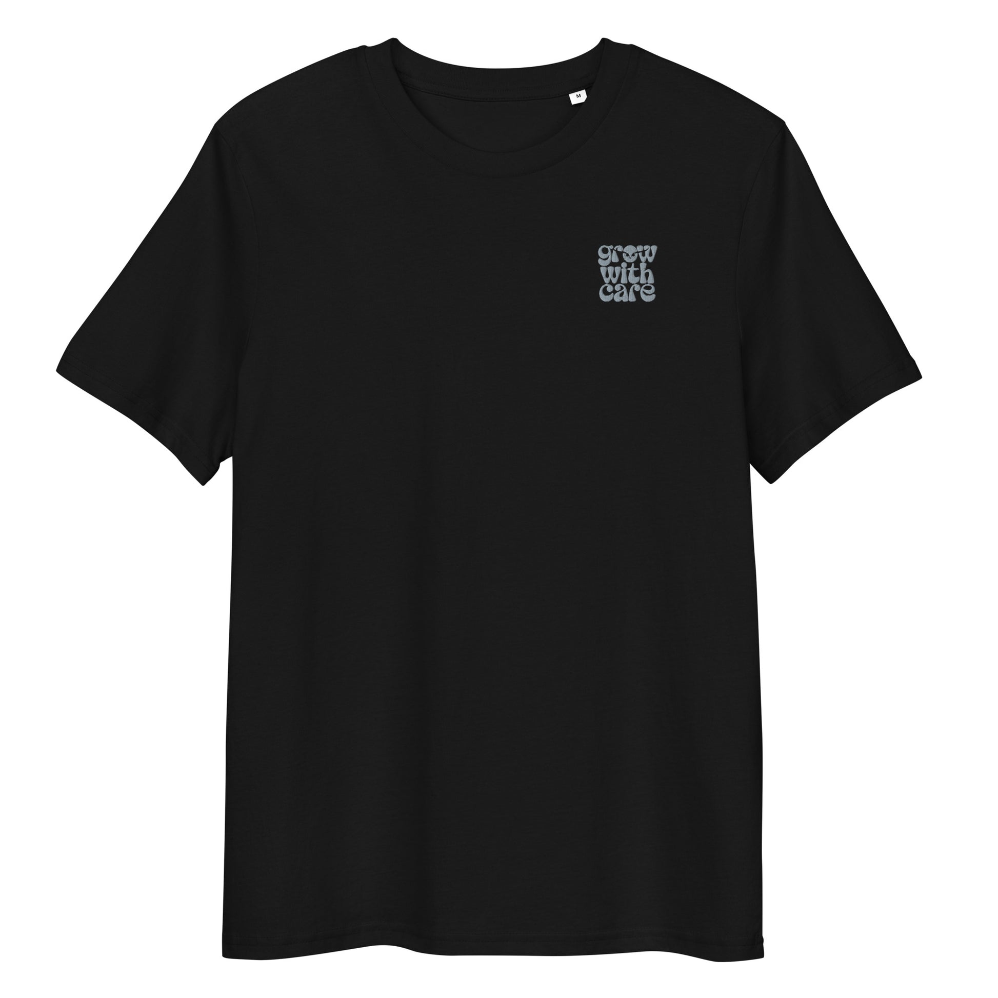 Eco-Friendly Owl Clothing Embroidered Unisex Organic Ribbed Neck T-Shirt "Grow With Care" Dudeily