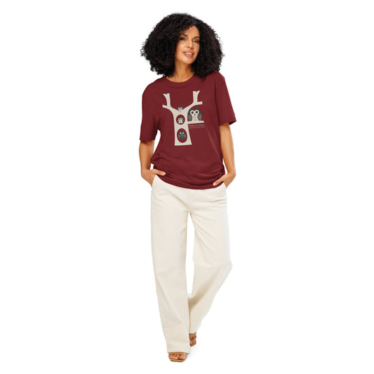 Unisex Organic Ribbed Neck T-Shirt – OwlNest Sustainable Fashion for Family Day Vibes Burgundy Dudeily