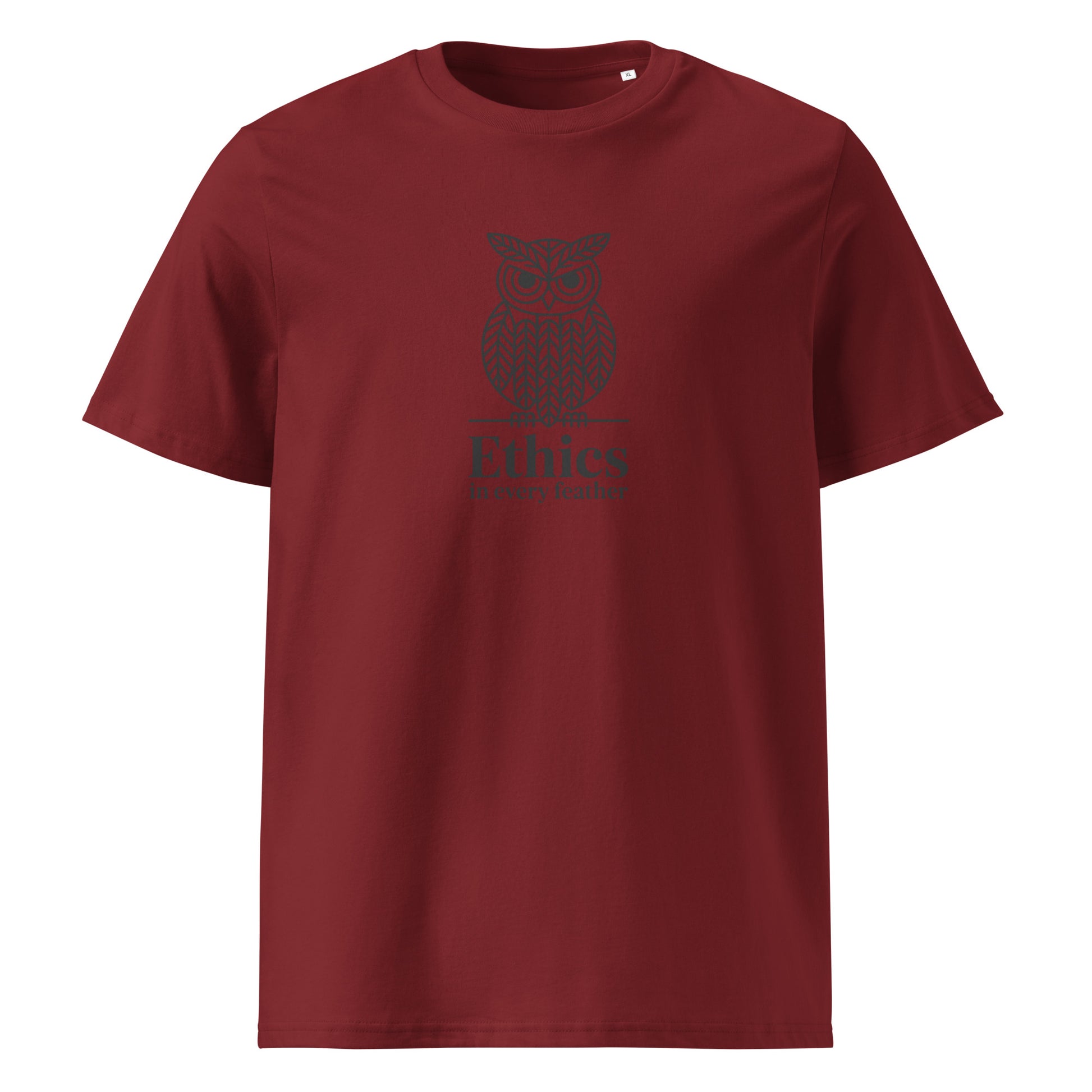 Unisex Organic Ribbed Neck T-Shirt: 'Ethics in Every Feather' | Sustainable Owl Fashion USA Dudeily