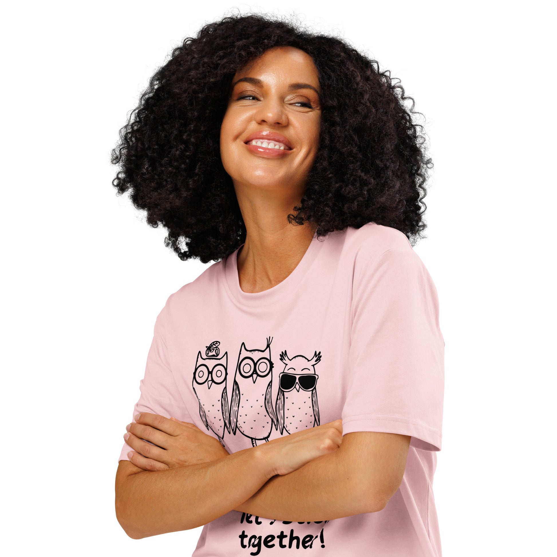 Unisex Organic Ribbed Neck T-Shirt: Hoot Hoot Let’s Stick Together! | Owl-Themed Sustainable Fashion USA Dudeily