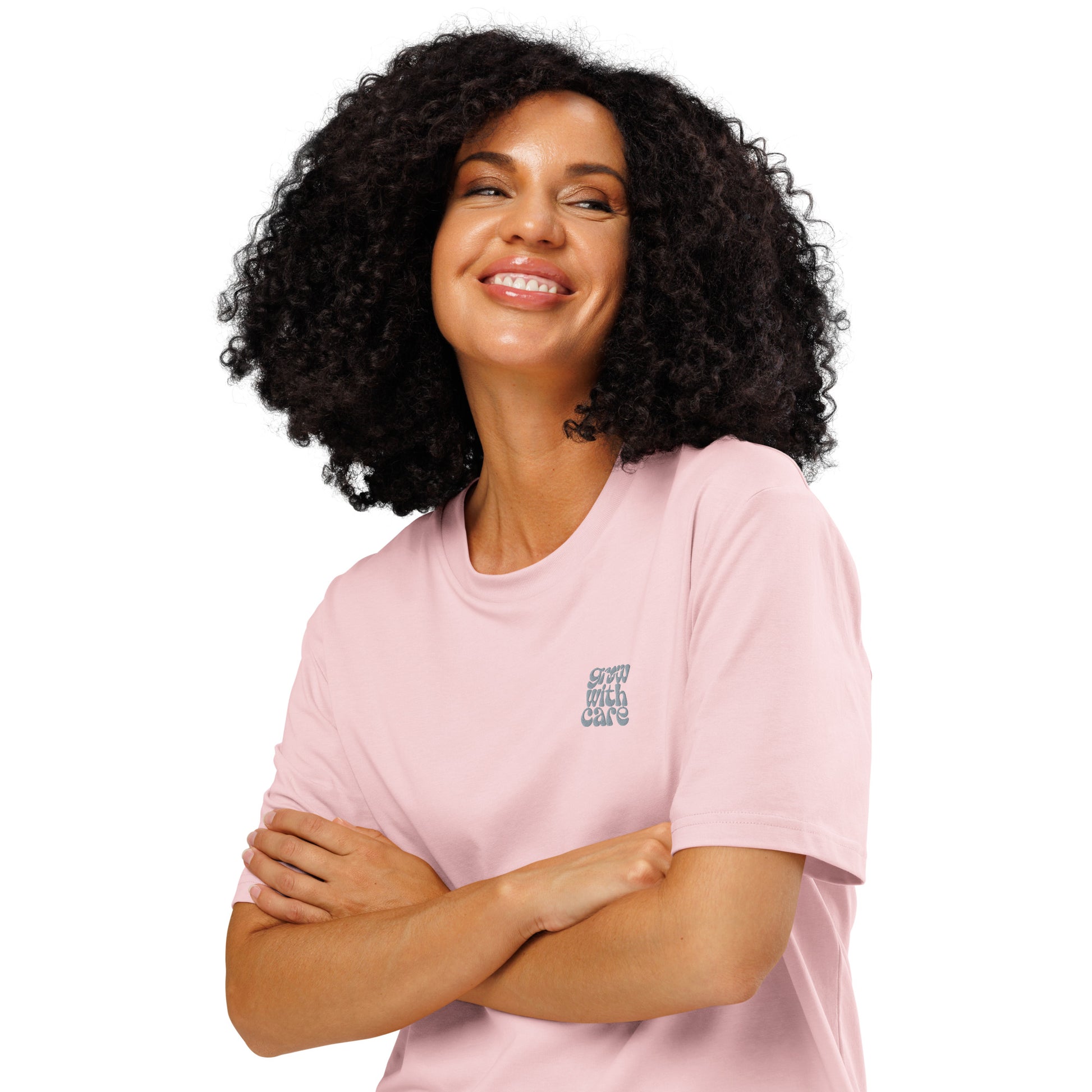Eco-Friendly Owl Clothing Embroidered Unisex Organic Ribbed Neck T-Shirt "Grow With Care" Dudeily