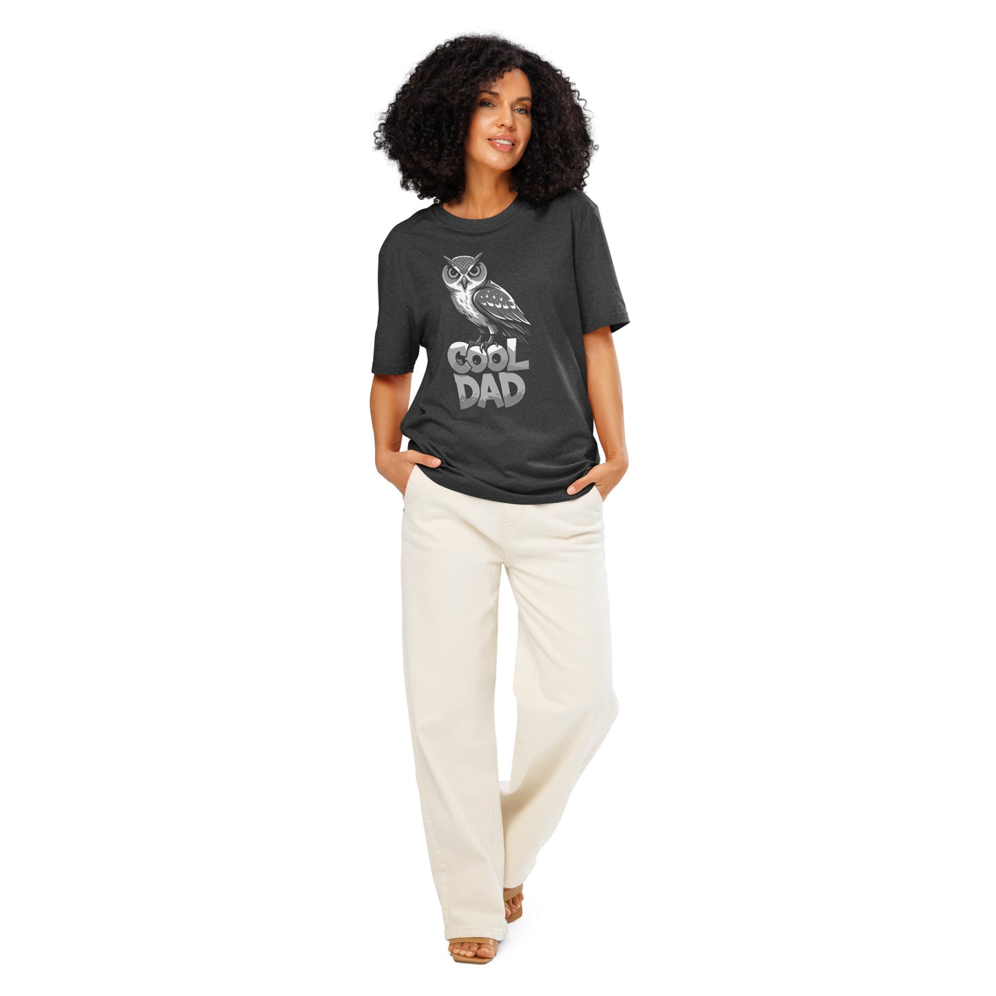Unisex Organic Ribbed Neck T-Shirt – Owl-Themed Sustainable Fashion for Father’s Day | Dudeily Dark Heather Grey Dudeily