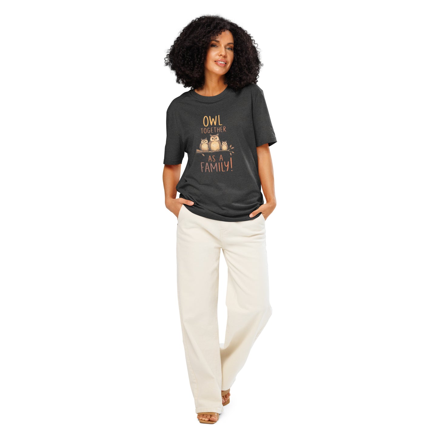 Unisex Organic Ribbed Neck T-Shirt – OwlNest Sustainable Fashion Fit for Family Day Moments Dark Heather Grey Dudeily