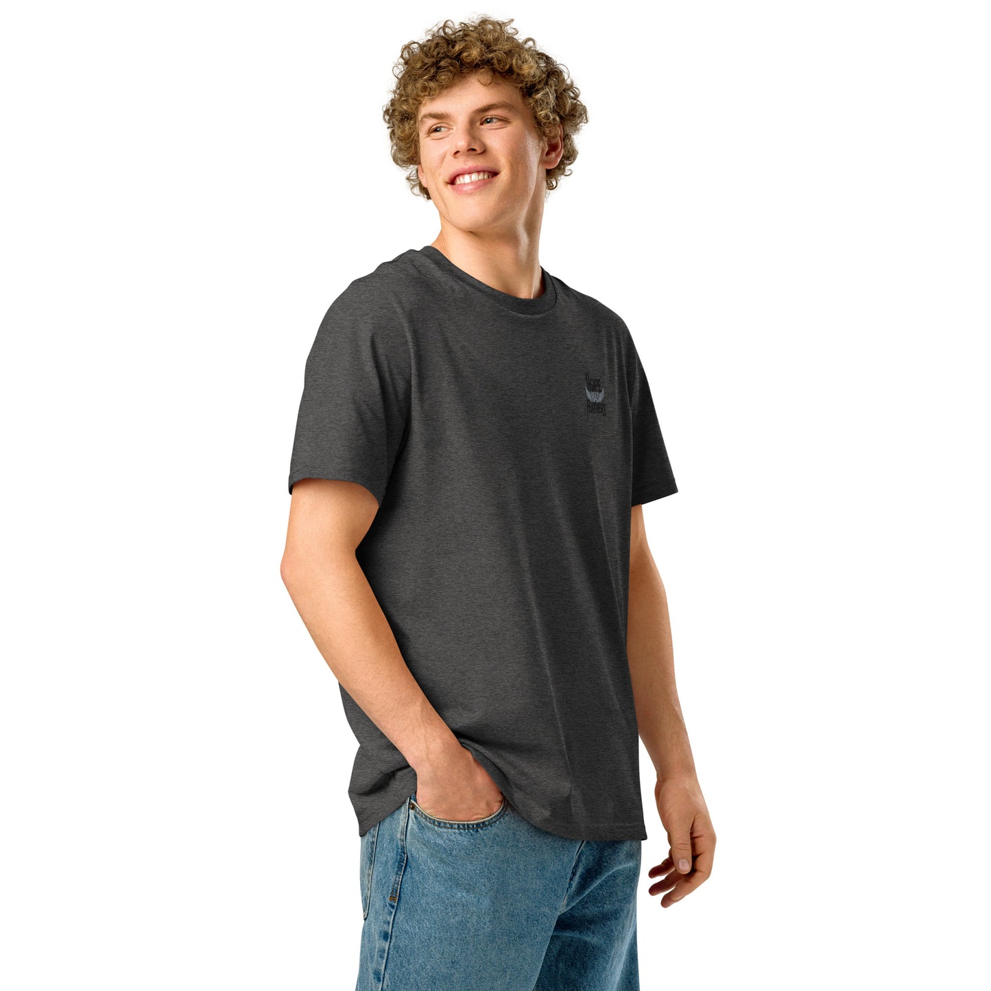 Eco-Friendly Owl Clothing Embroidered Unisex Organic Ribbed Neck T-Shirt "Hope Has Feathers" Dudeily