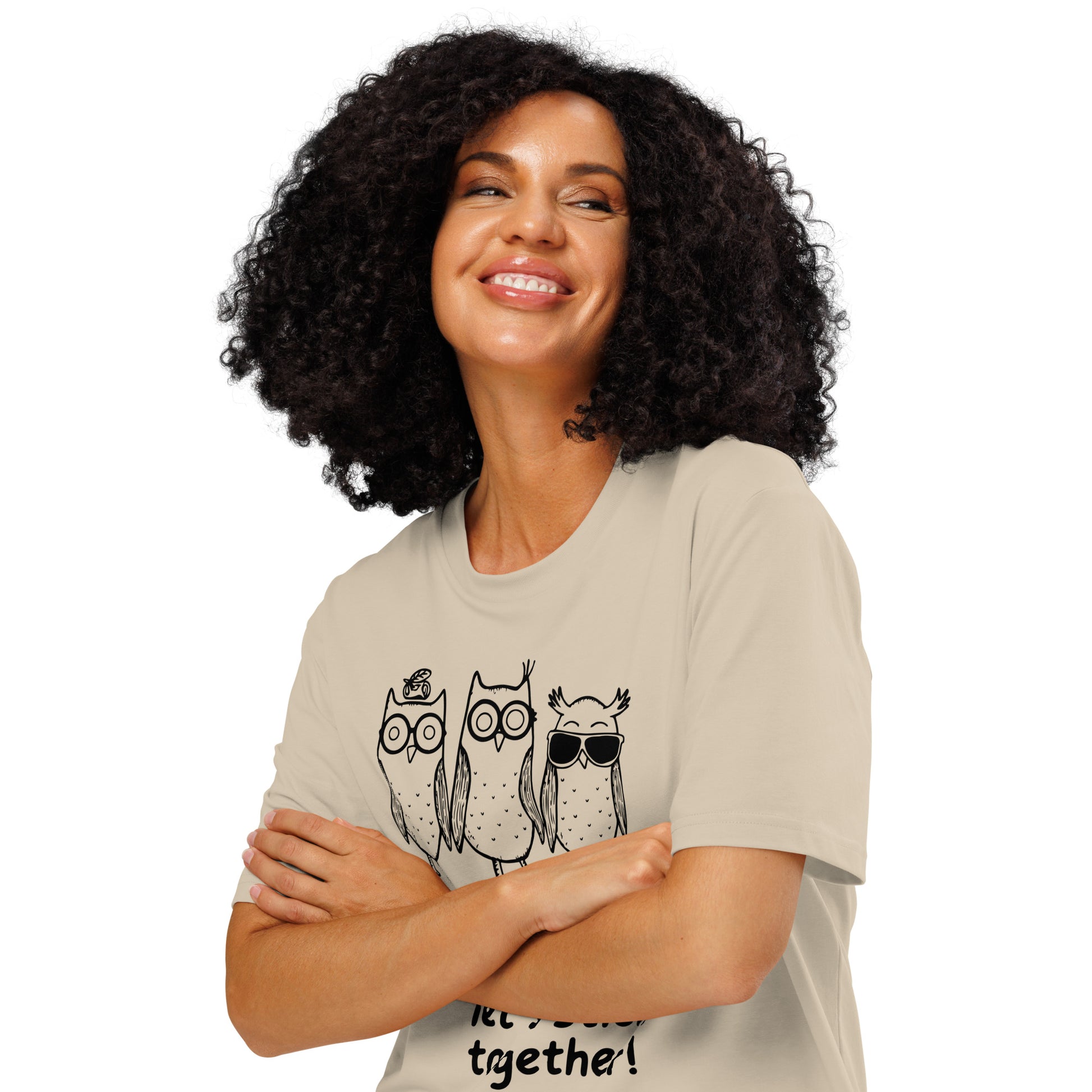 Unisex Organic Ribbed Neck T-Shirt: Hoot Hoot Let’s Stick Together! | Owl-Themed Sustainable Fashion USA Dudeily