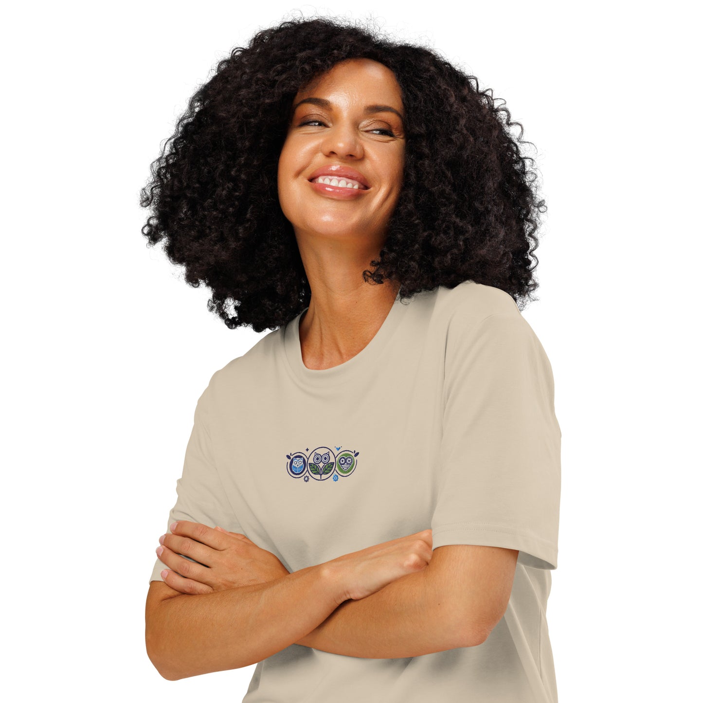 Unisex Organic Ribbed Neck T-Shirt: Nature’s Union | Owl Embroidered Sustainable Fashion USA Dudeily