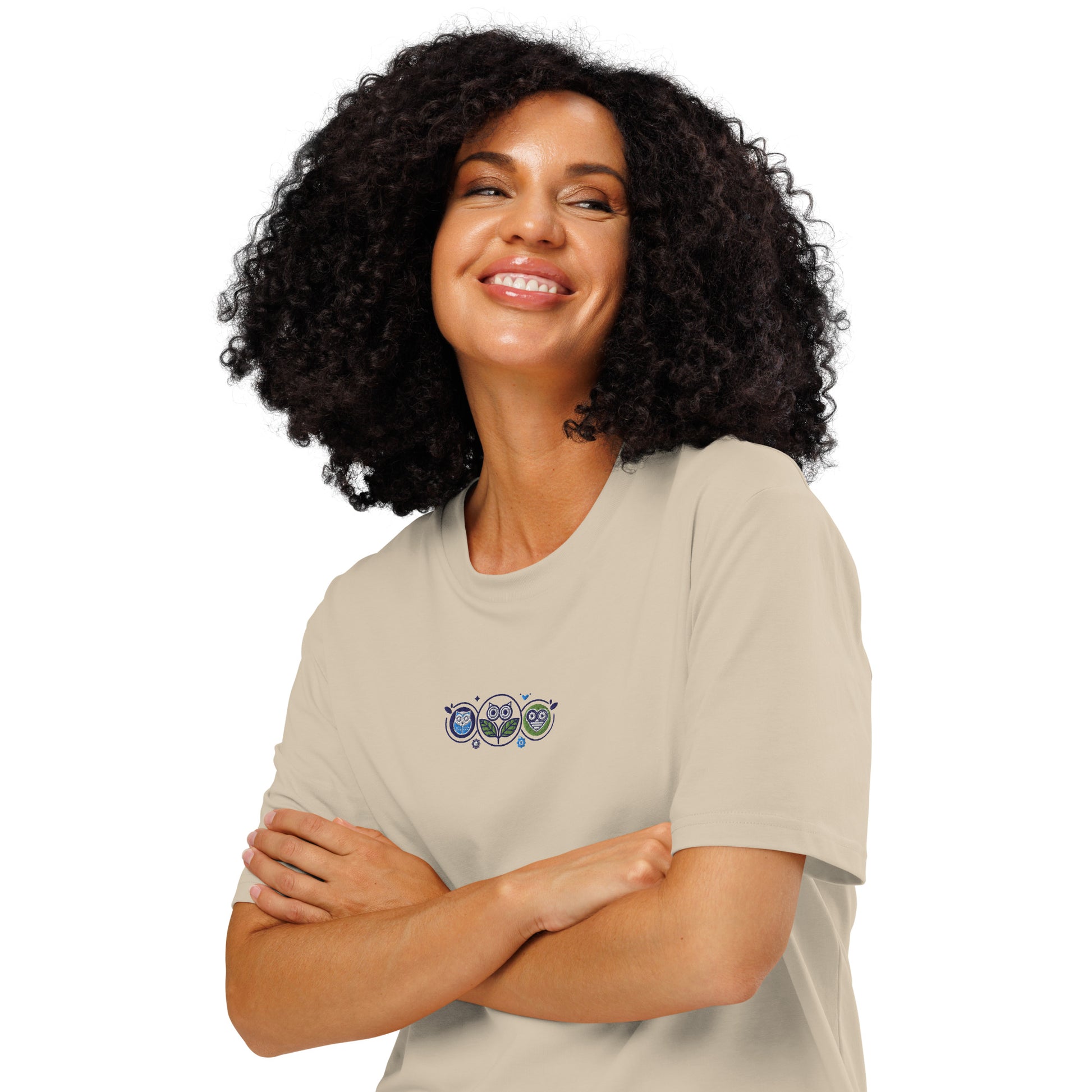Unisex Organic Ribbed Neck T-Shirt: Nature’s Union | Owl Embroidered Sustainable Fashion USA Dudeily