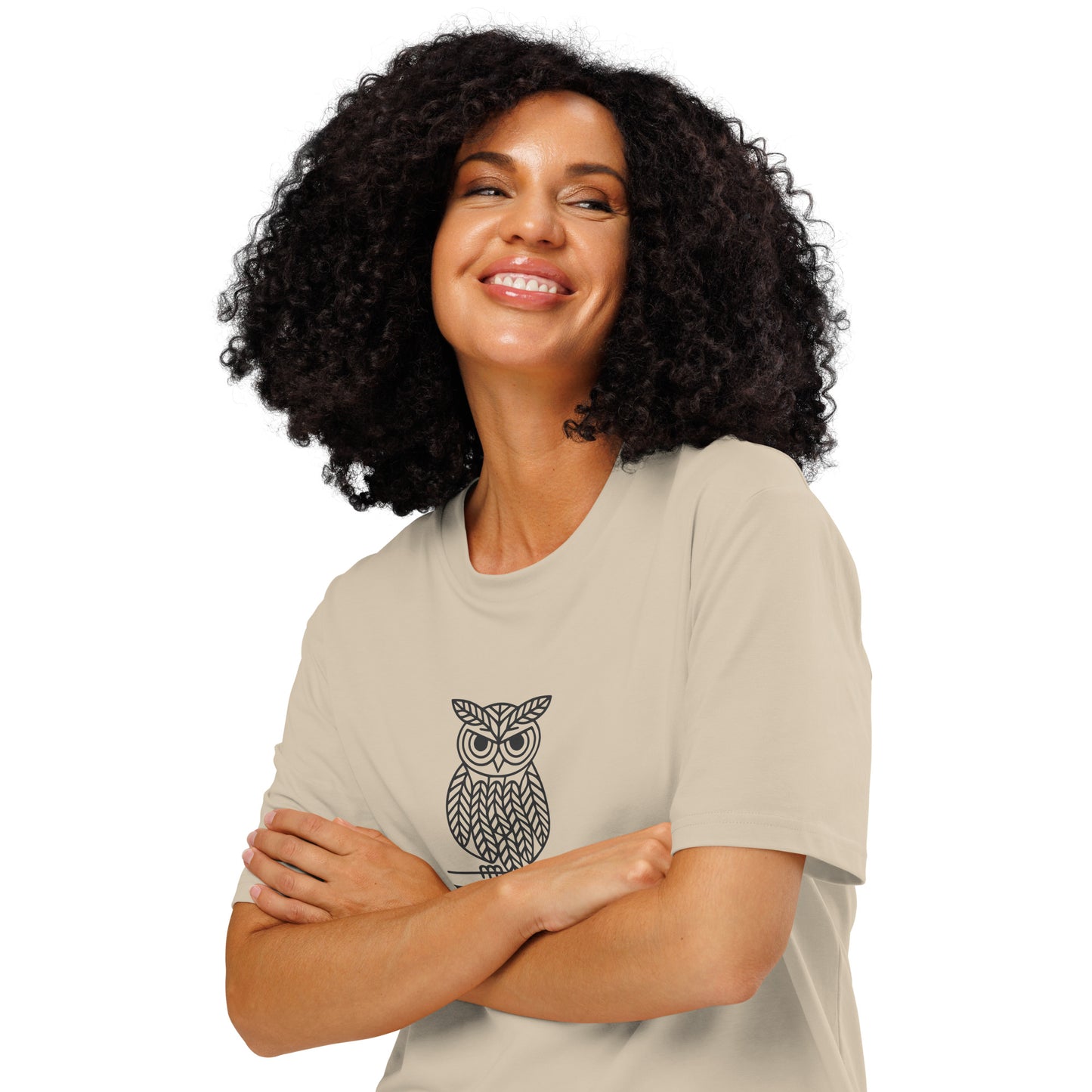 Unisex Organic Ribbed Neck T-Shirt: 'Ethics in Every Feather' | Sustainable Owl Fashion USA Dudeily