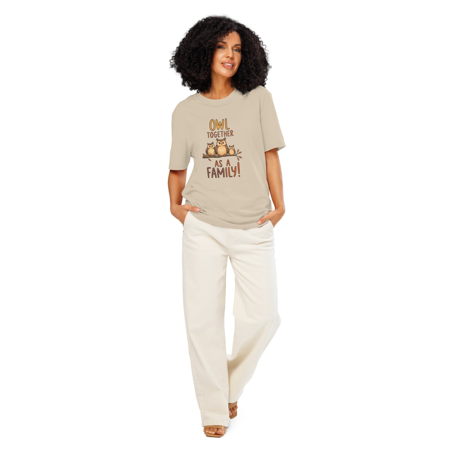 Unisex Organic Ribbed Neck T-Shirt – OwlNest Sustainable Fashion Fit for Family Day Moments Desert Dust Dudeily