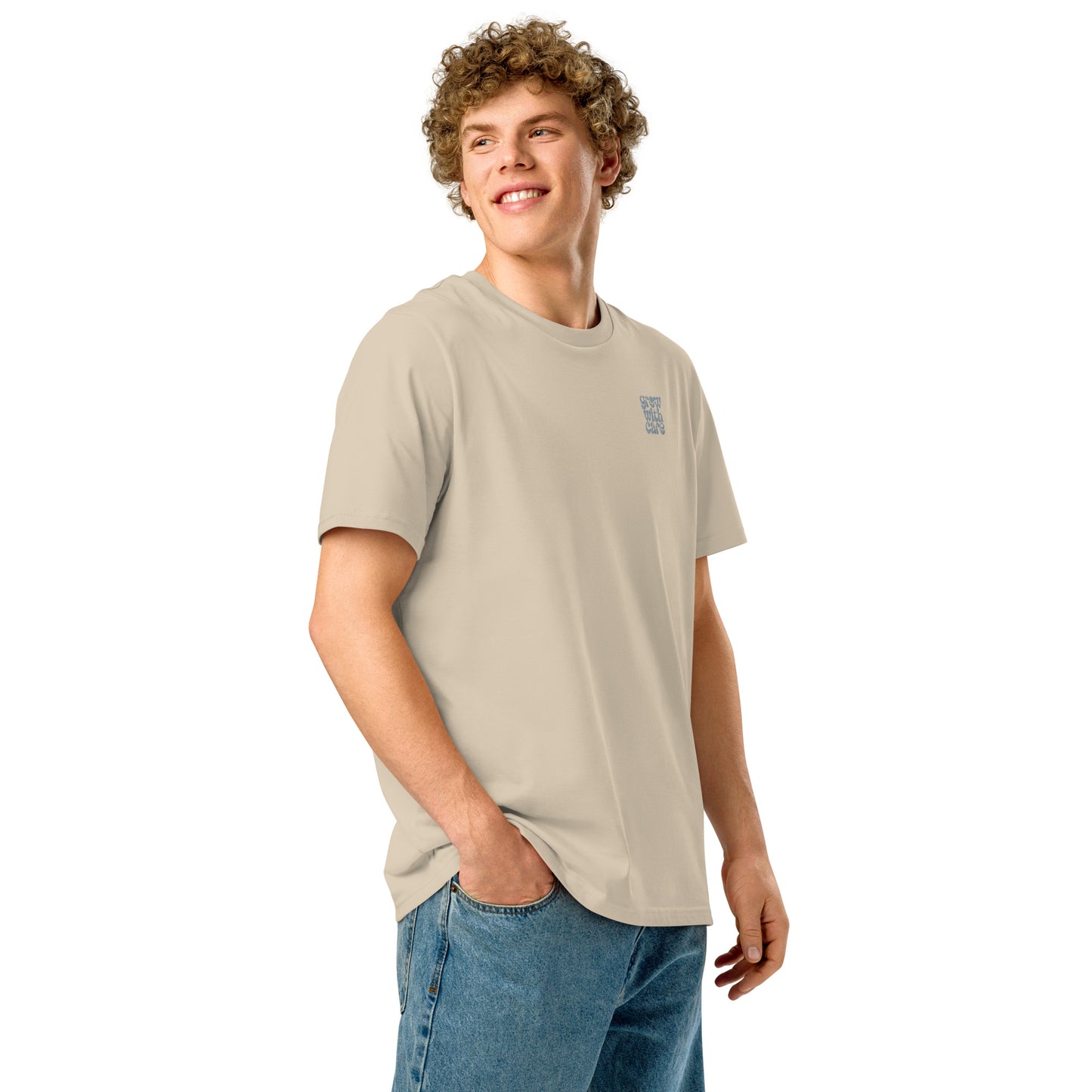 Eco-Friendly Owl Clothing Embroidered Unisex Organic Ribbed Neck T-Shirt "Grow With Care" Dudeily
