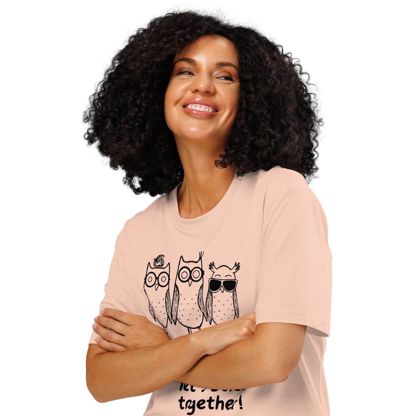 Unisex Organic Ribbed Neck T-Shirt: Hoot Hoot Let’s Stick Together! | Owl-Themed Sustainable Fashion USA Dudeily