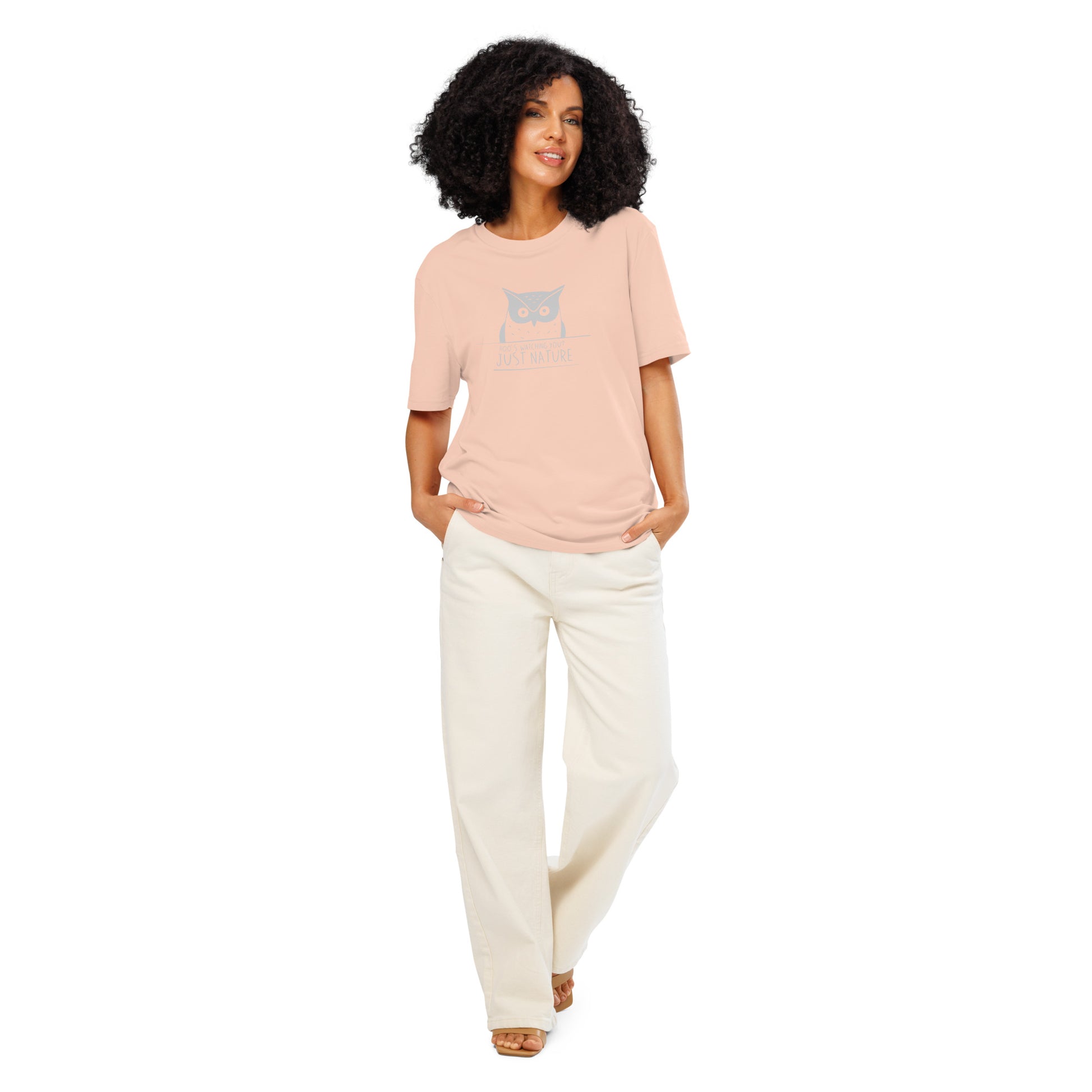 Ribbed Neck T-Shirt: 'Hoo’s Watching You? Just Nature' | Eco-Friendly Owl Apparel USA Dudeily