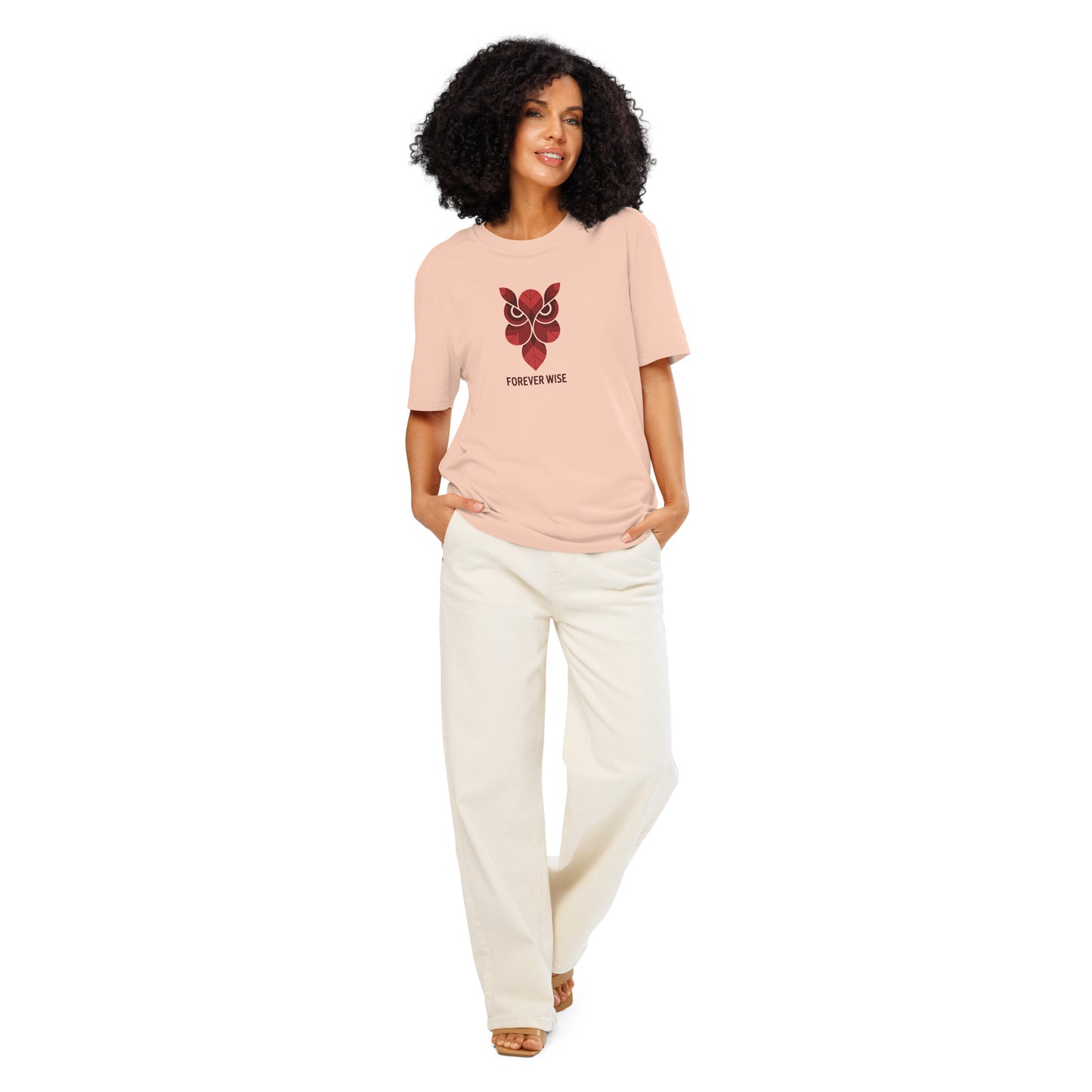 Unisex Organic Ribbed Neck T-Shirt: 'Forever Wise' | Sustainable Owl Fashion USA Fraiche Peche Dudeily