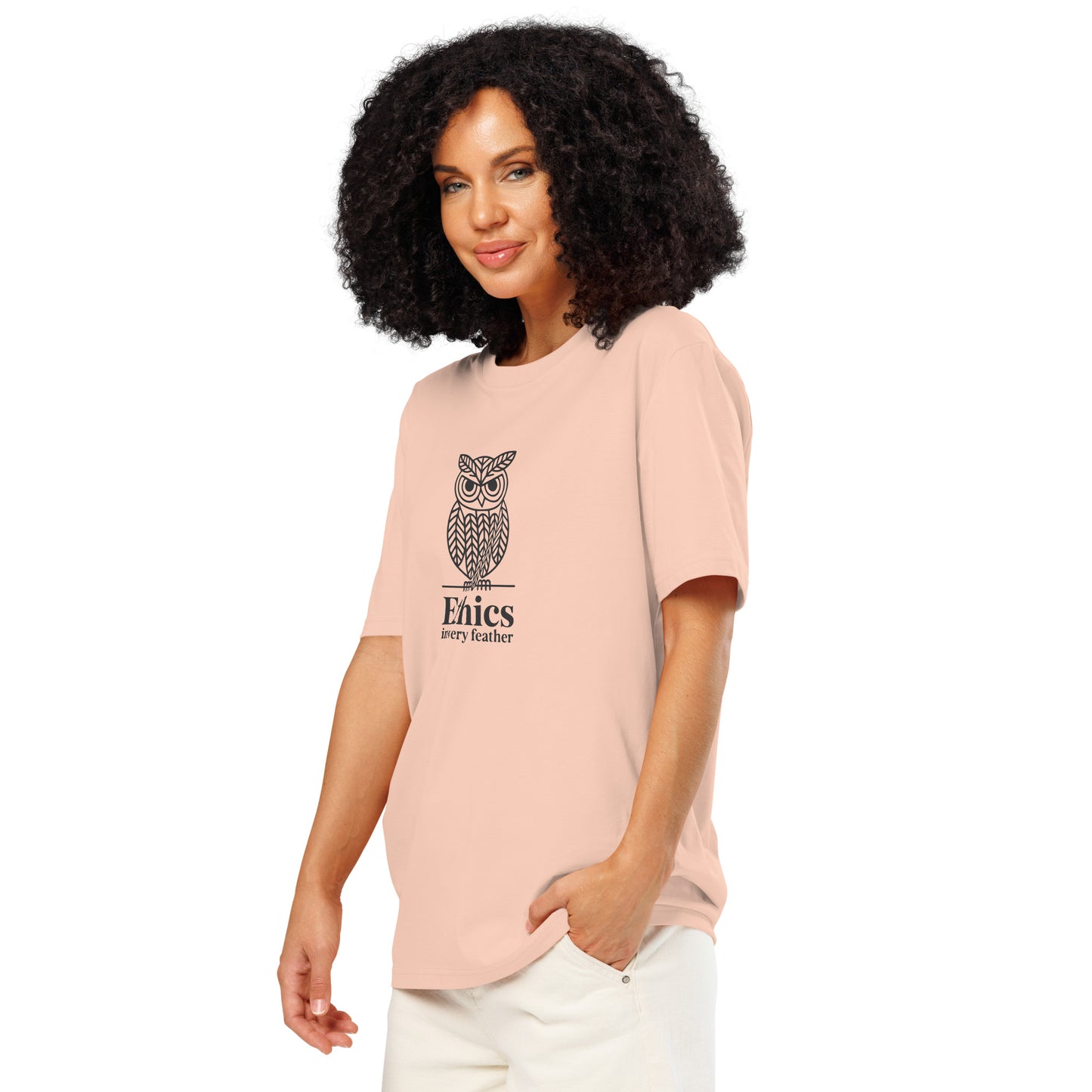 Unisex Organic Ribbed Neck T-Shirt: 'Ethics in Every Feather' | Sustainable Owl Fashion USA Dudeily
