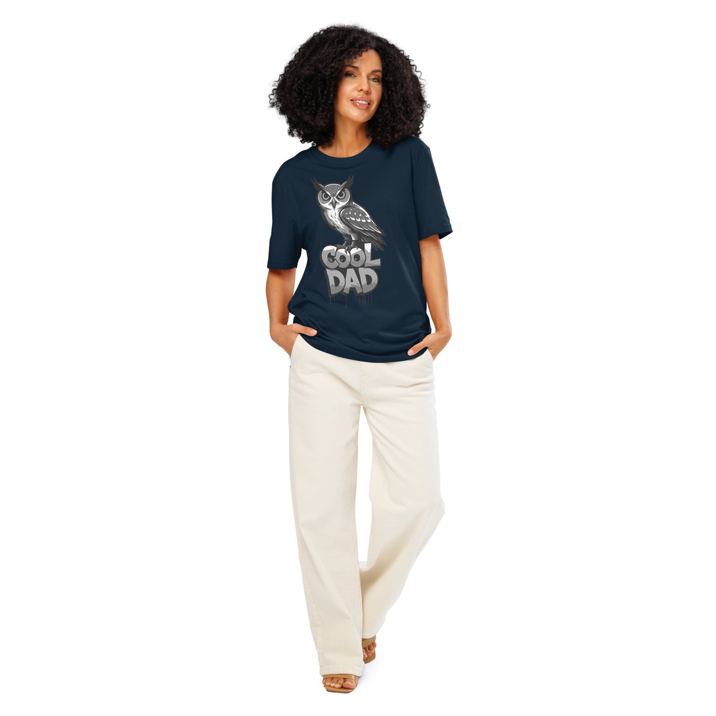 Unisex Organic Ribbed Neck T-Shirt – Owl-Themed Sustainable Fashion for Father’s Day | Dudeily French Navy Dudeily