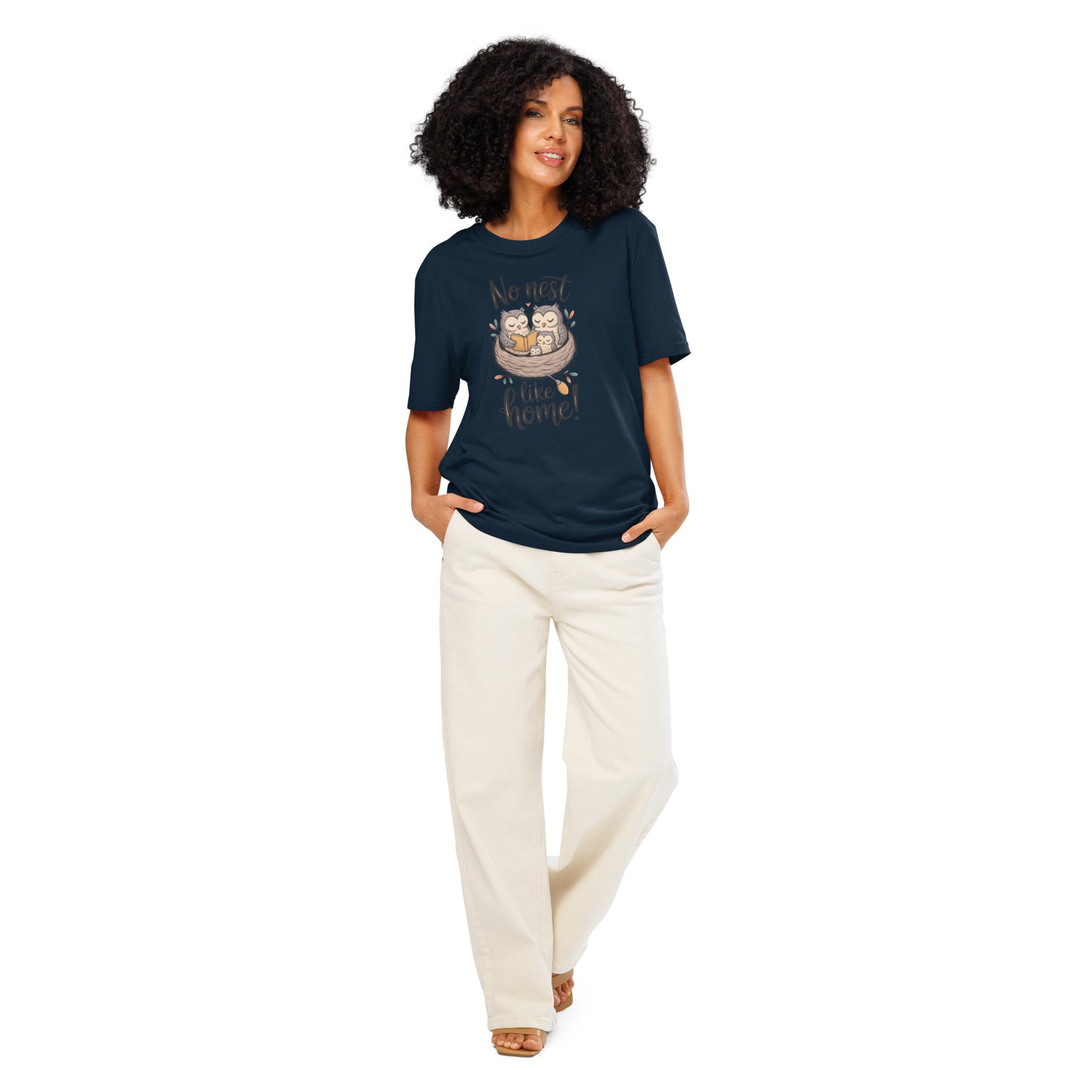Unisex Organic Ribbed Neck T-Shirt – OwlThread Sustainable Fashion Tee for Family Day Style French Navy Dudeily