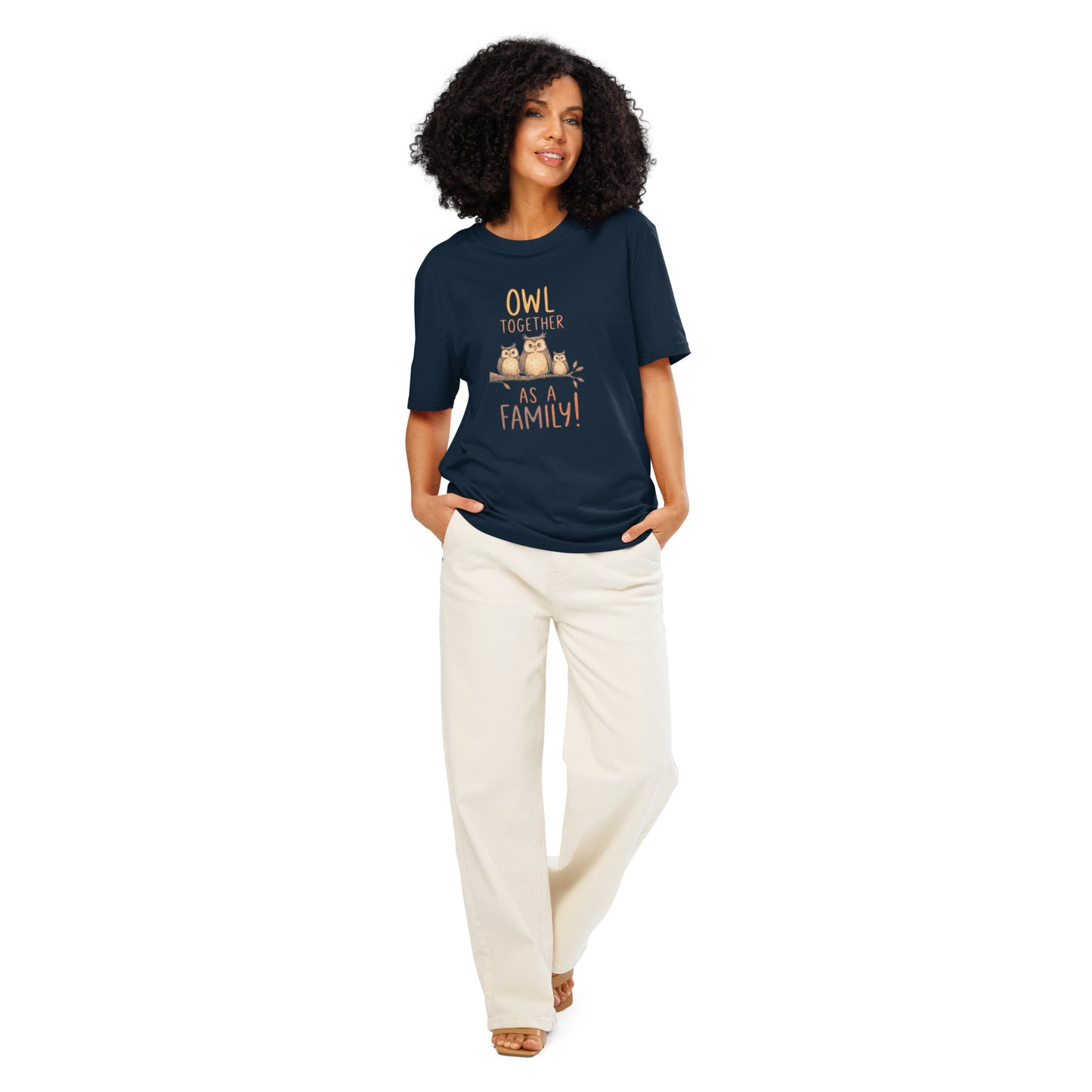 Unisex Organic Ribbed Neck T-Shirt – OwlNest Sustainable Fashion Fit for Family Day Moments French Navy Dudeily