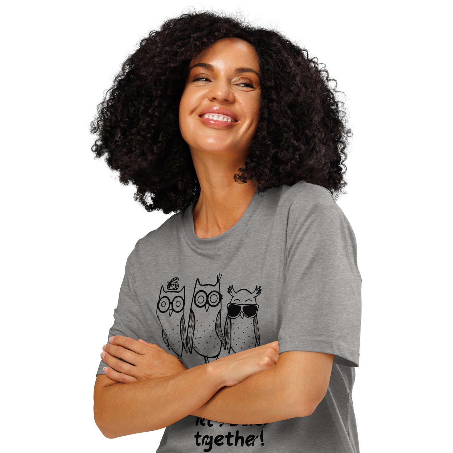 Unisex Organic Ribbed Neck T-Shirt: Hoot Hoot Let’s Stick Together! | Owl-Themed Sustainable Fashion USA Dudeily
