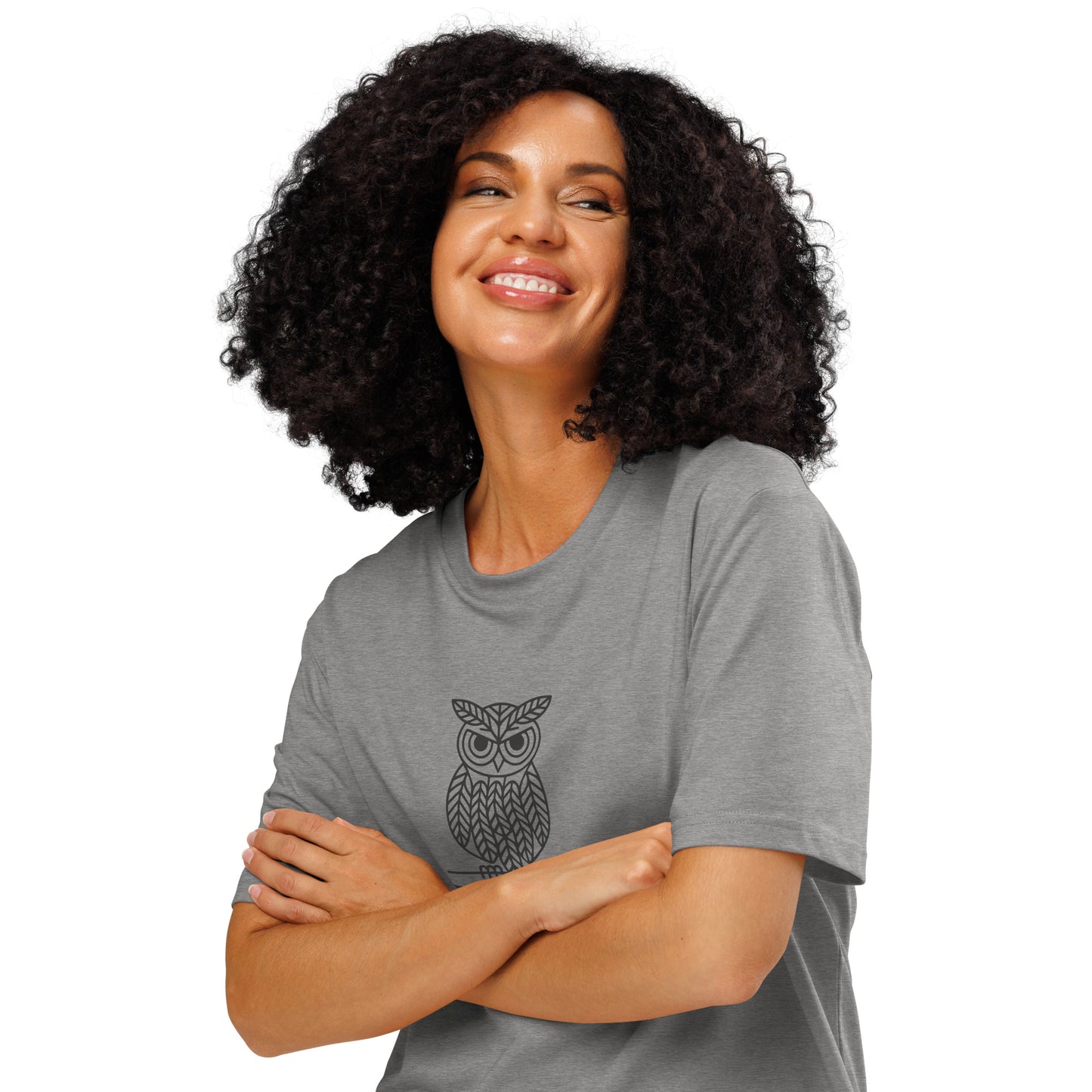 Unisex Organic Ribbed Neck T-Shirt: 'Ethics in Every Feather' | Sustainable Owl Fashion USA Dudeily
