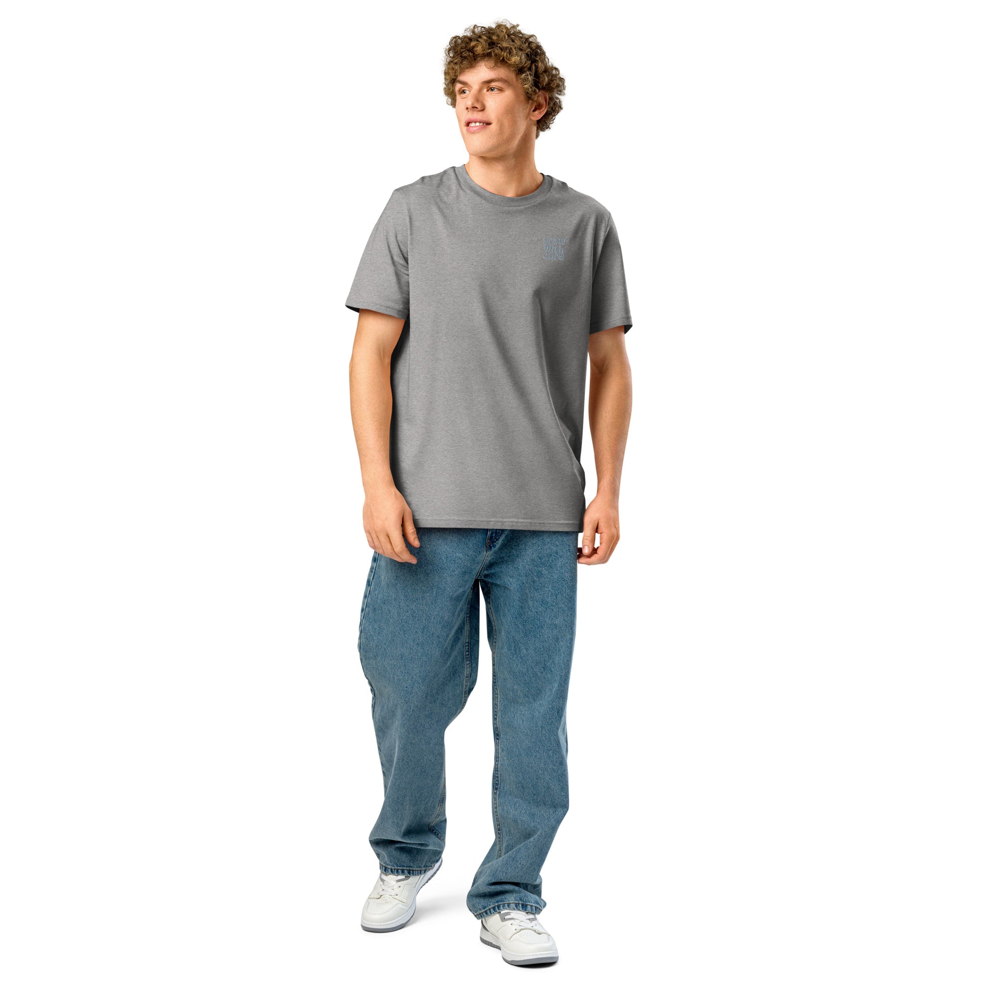 Eco-Friendly Owl Clothing Embroidered Unisex Organic Ribbed Neck T-Shirt "Grow With Care" Dudeily