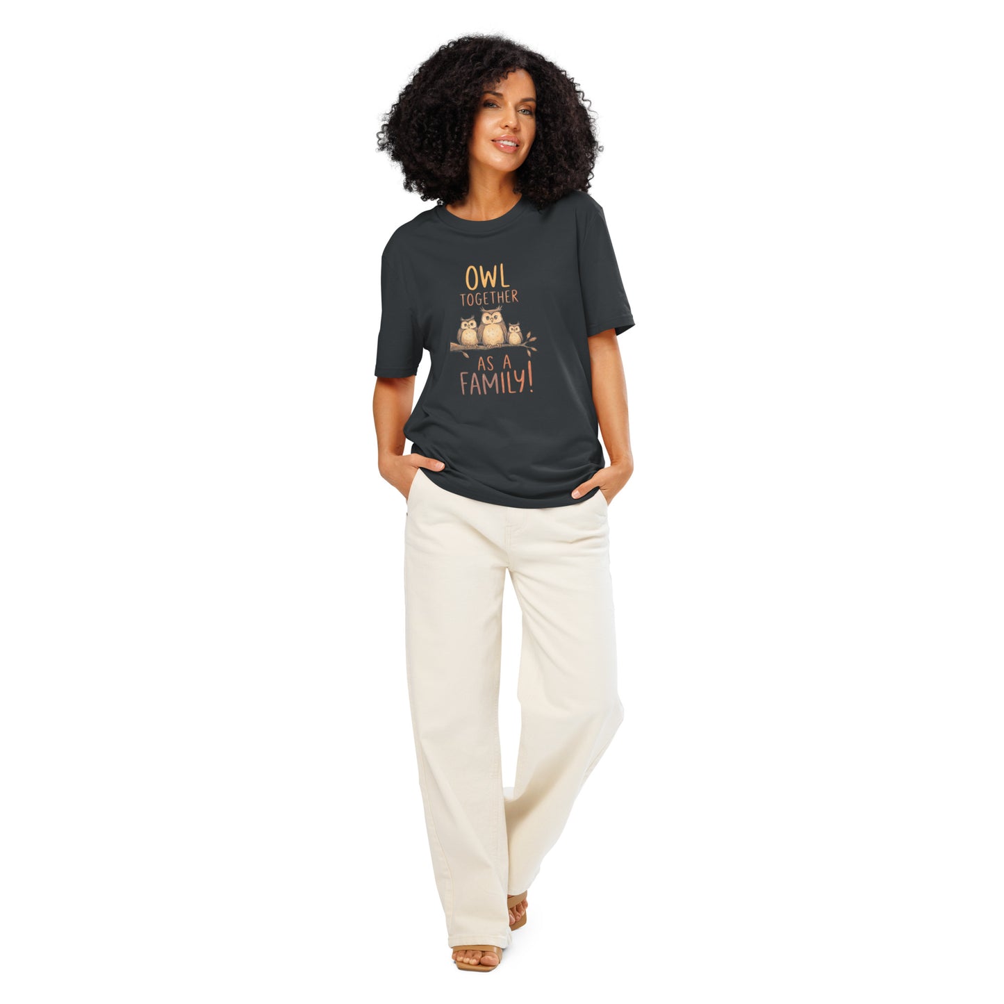 Unisex Organic Ribbed Neck T-Shirt – OwlNest Sustainable Fashion Fit for Family Day Moments India Ink Grey Dudeily
