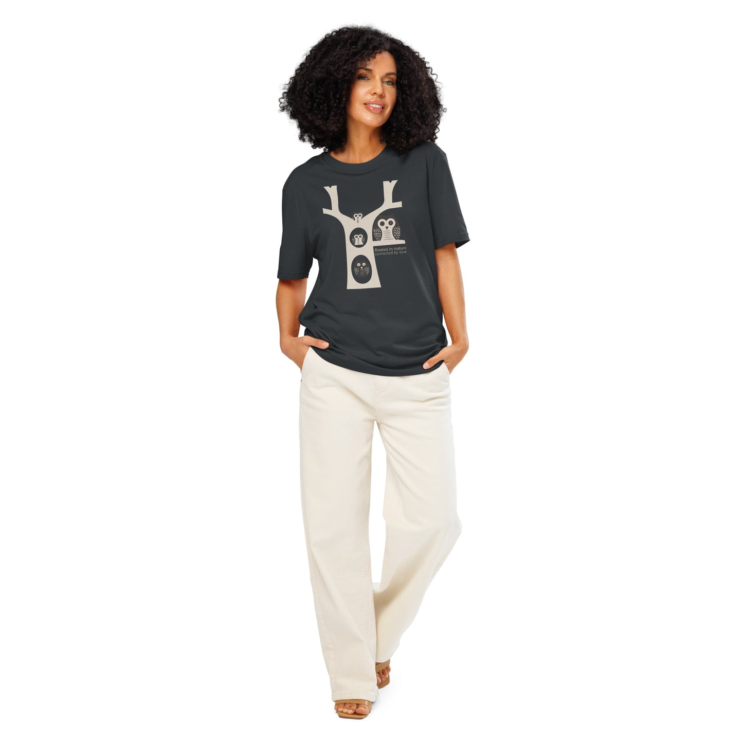Unisex Organic Ribbed Neck T-Shirt – OwlNest Sustainable Fashion for Family Day Vibes India Ink Grey Dudeily