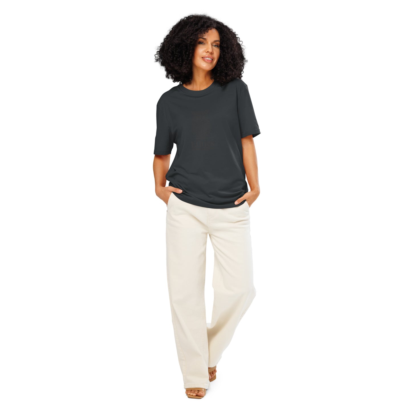 Unisex Organic Ribbed Neck T-Shirt: 'Ethics in Every Feather' | Sustainable Owl Fashion USA India Ink Grey Dudeily