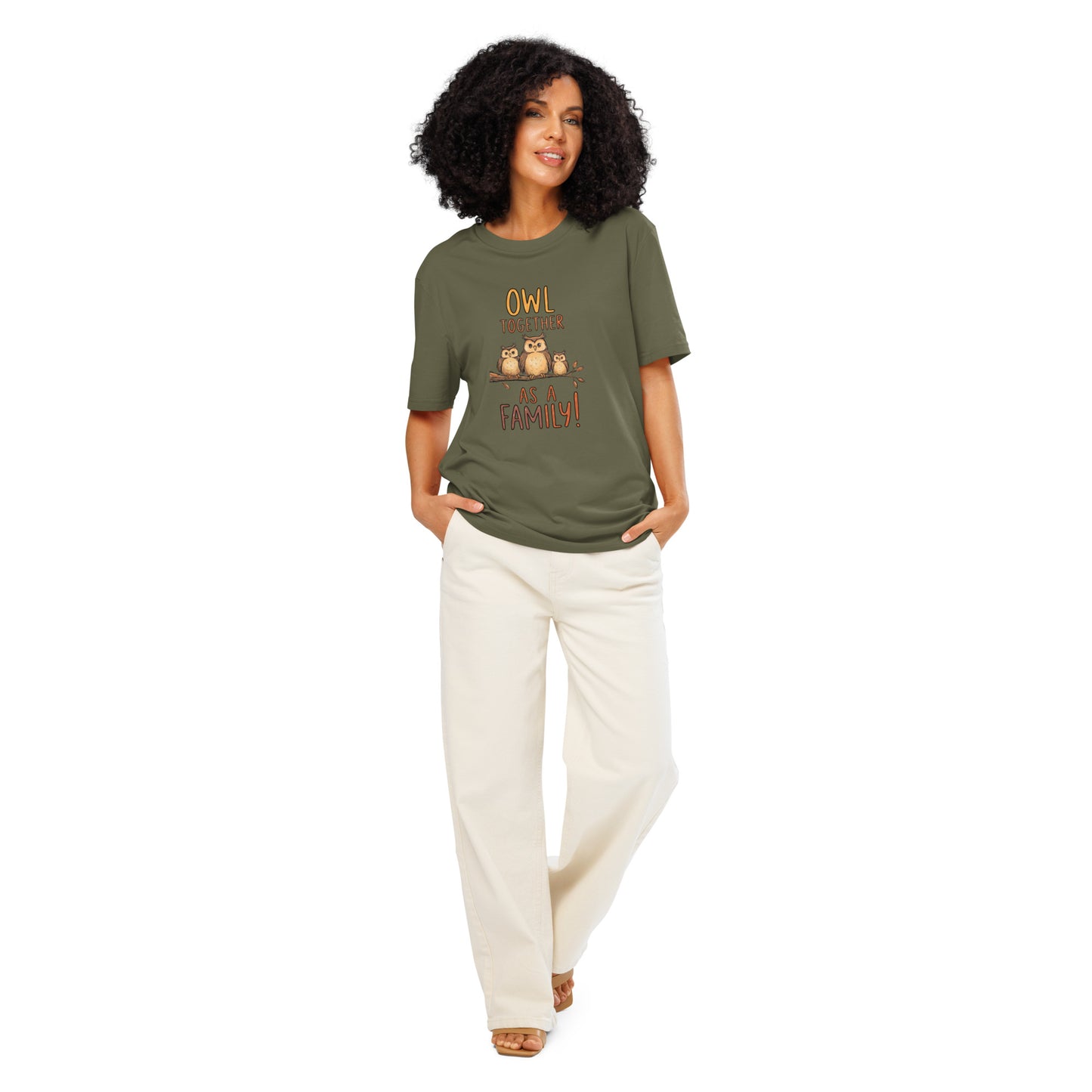 Unisex Organic Ribbed Neck T-Shirt – OwlNest Sustainable Fashion Fit for Family Day Moments Khaki Dudeily