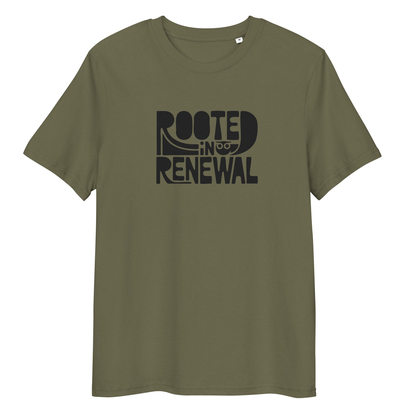 Unisex Essential Organic Hoodie "Rooted In Renewal" – Owl Print Sustainable Fashion Khaki Dudeily